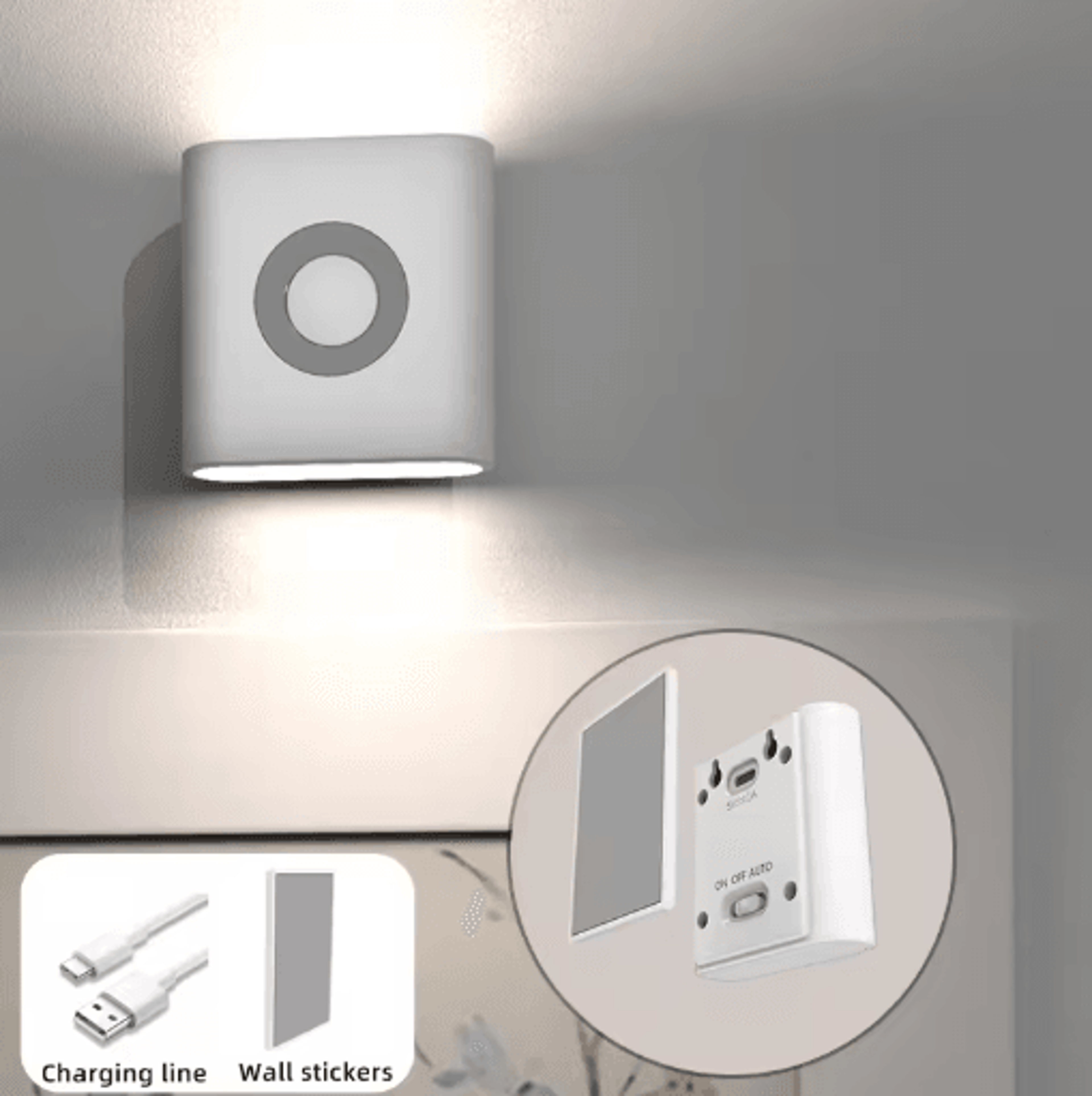 4Pack Motion Sensor Night Light  USBC Rechargeable Wireless LED Closet Lights 1