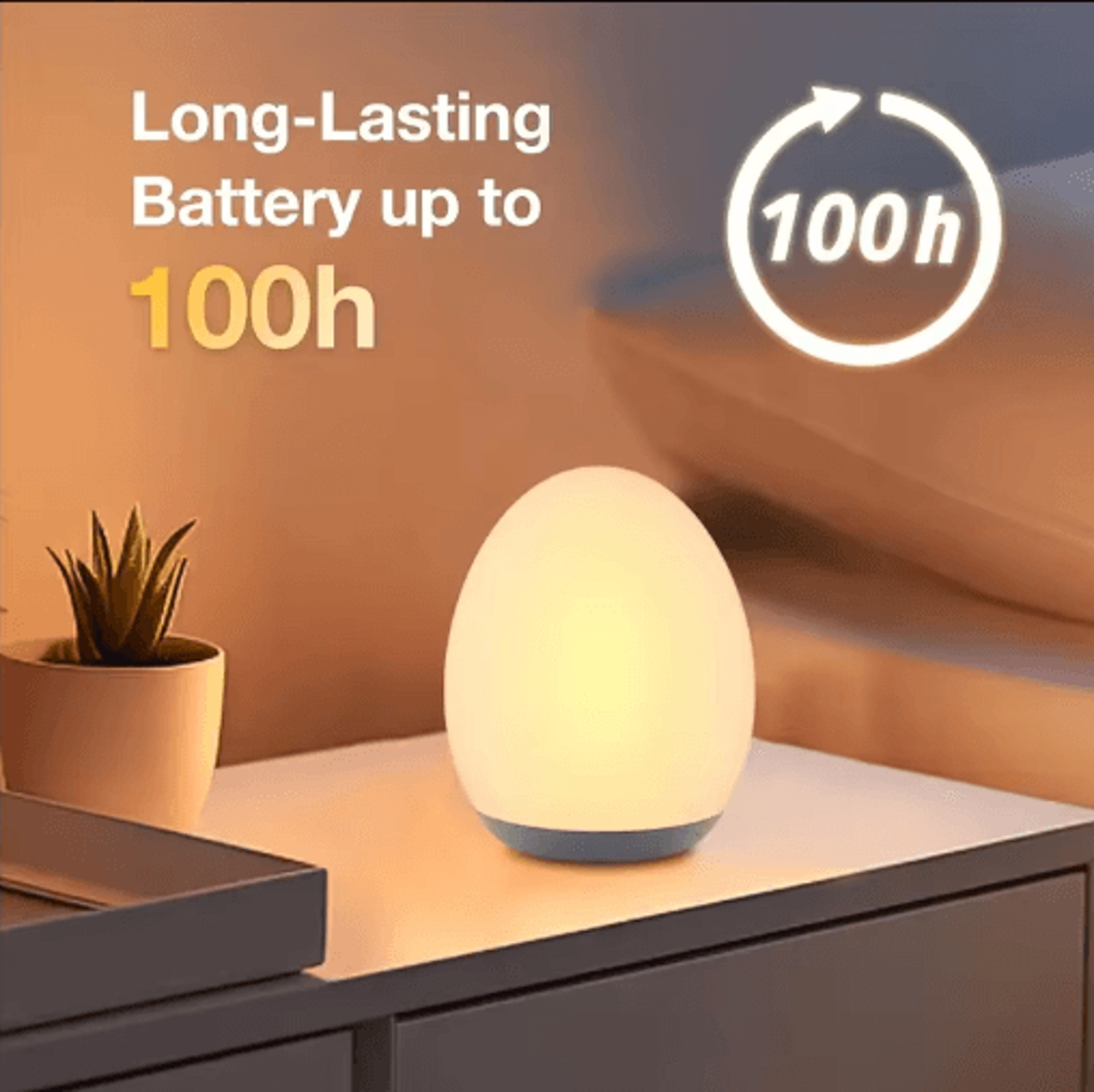 Portable RGB Egg Shape Night Light  USB Rechargeable Touch Dimmable Ambient Lamp 0