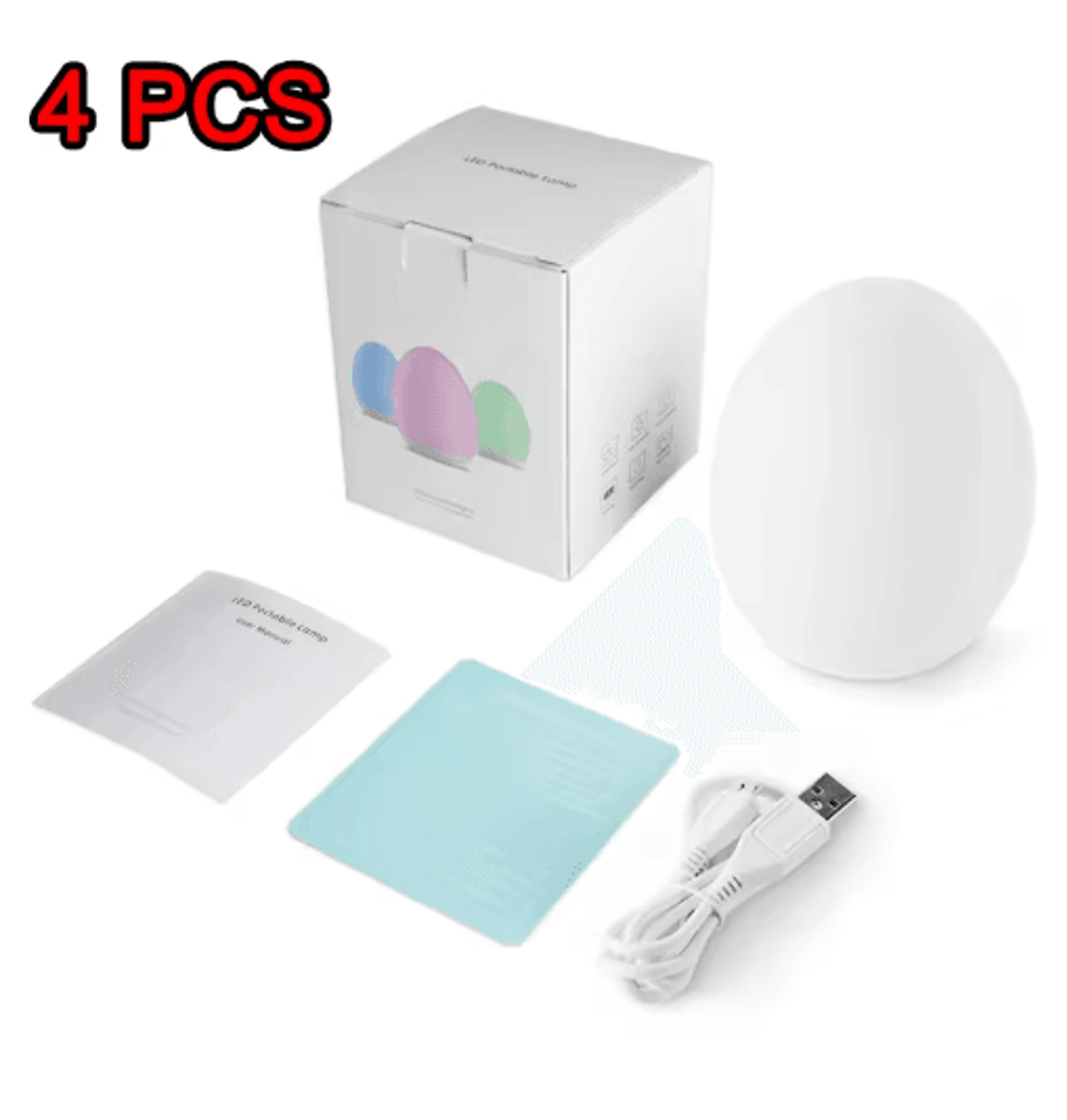 Portable RGB Egg Shape Night Light  USB Rechargeable Touch Dimmable Ambient Lamp 2