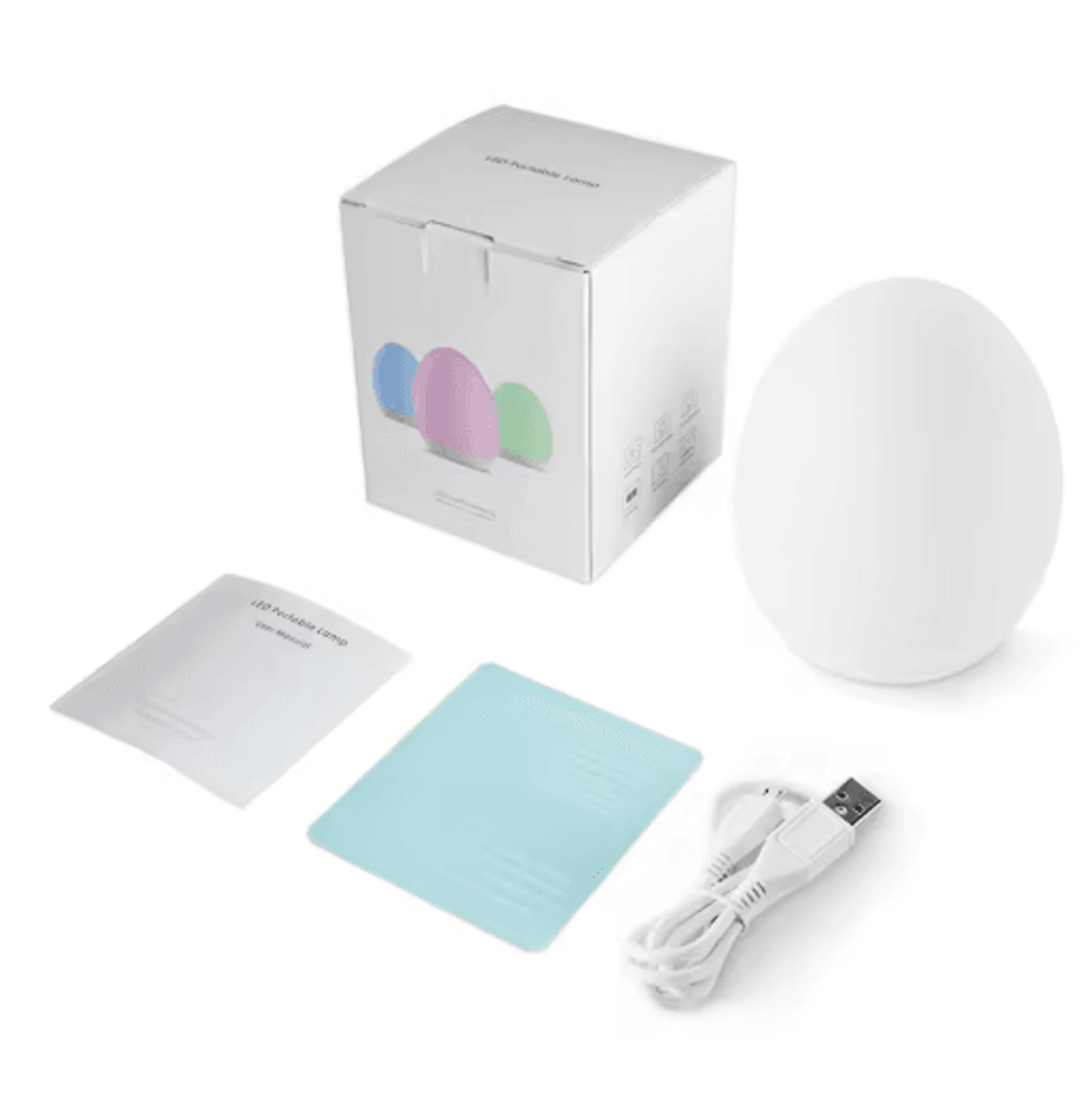 Portable RGB Egg Shape Night Light  USB Rechargeable Touch Dimmable Ambient Lamp 4