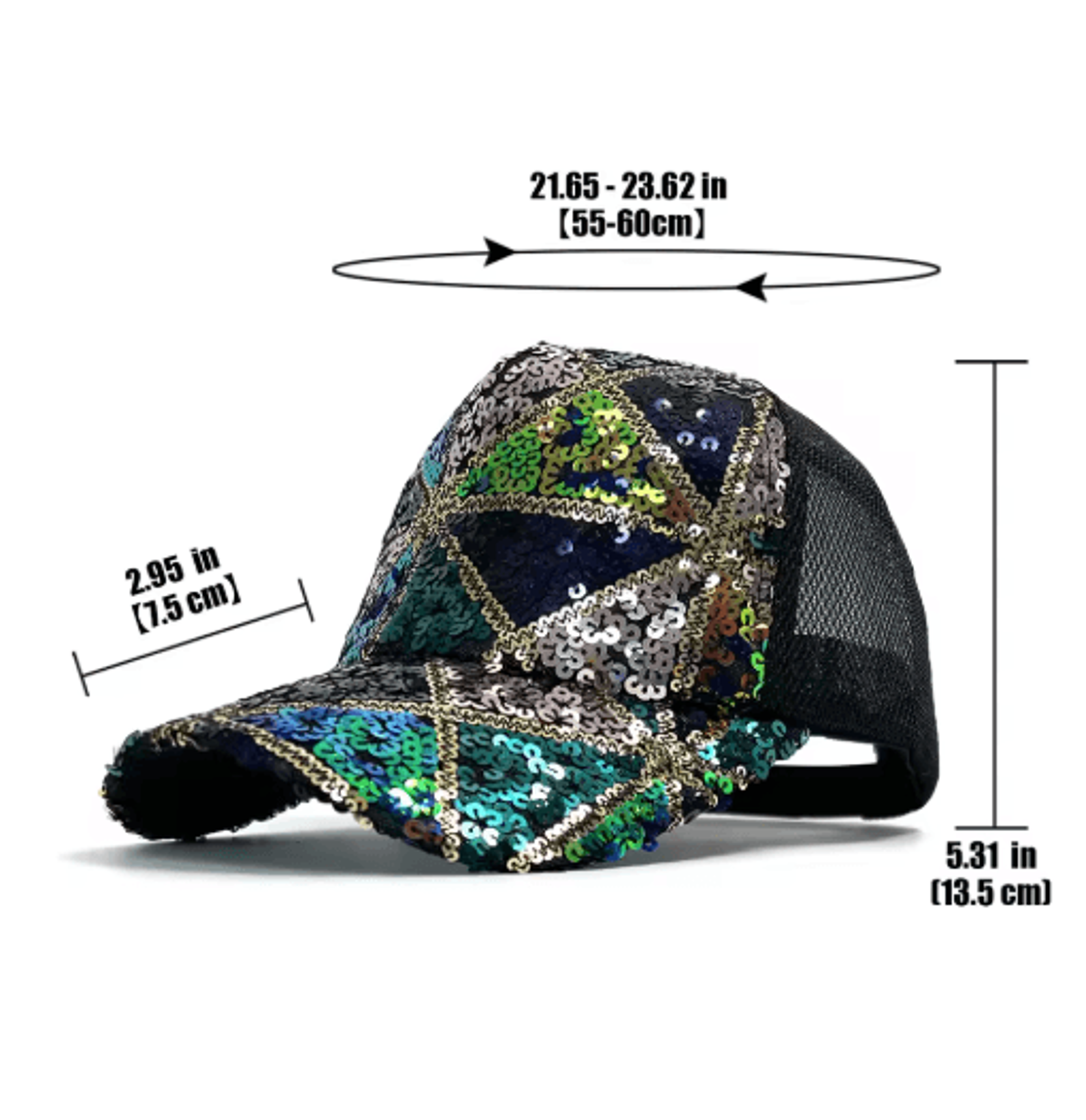 Shiny Sequin Mesh Baseball Cap Adjustable Cotton Summer Sun Hat 6