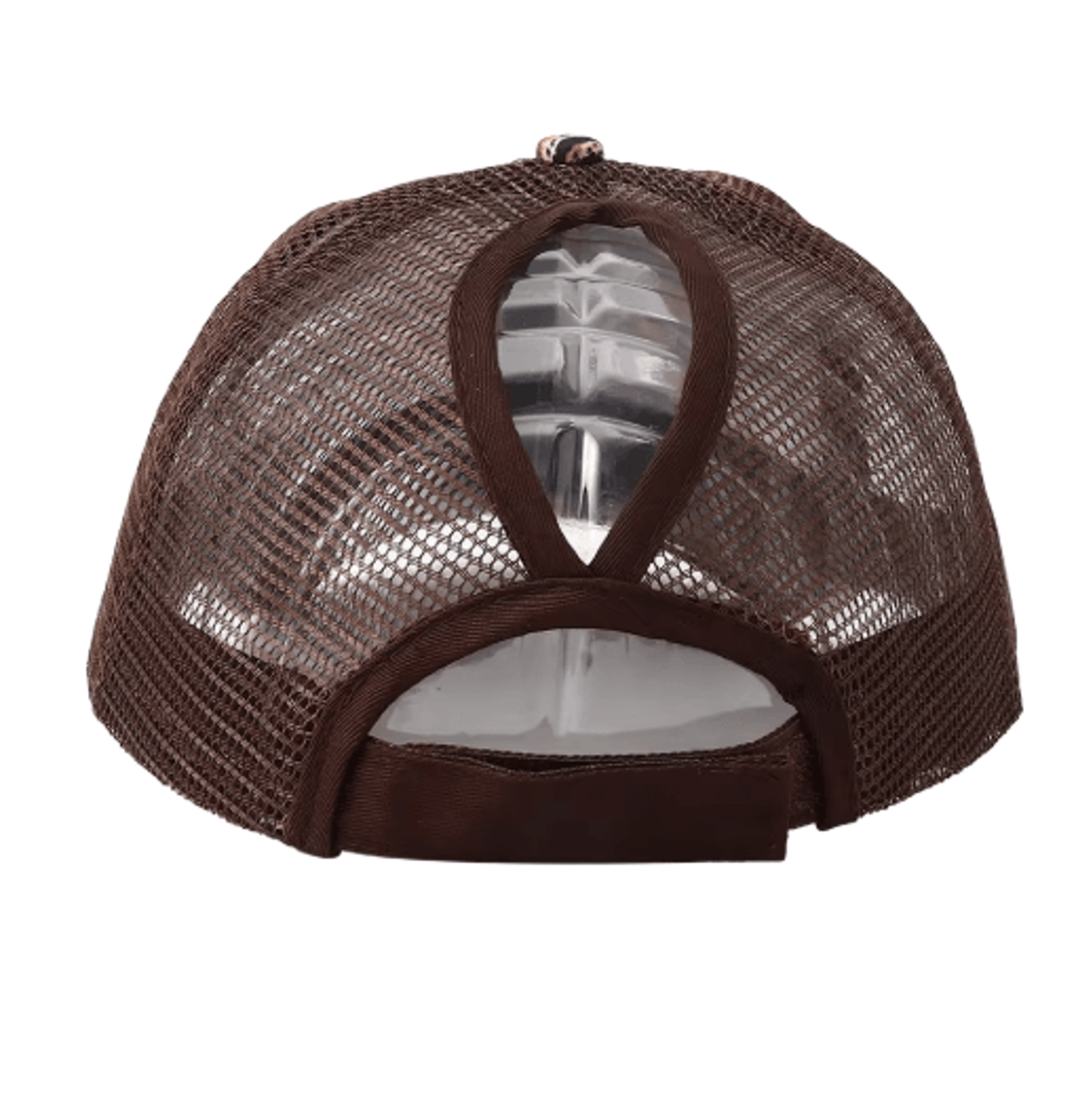 Leopard Print High Ponytail Trucker Hat Breathable Womens Mesh Snapback Cap 8