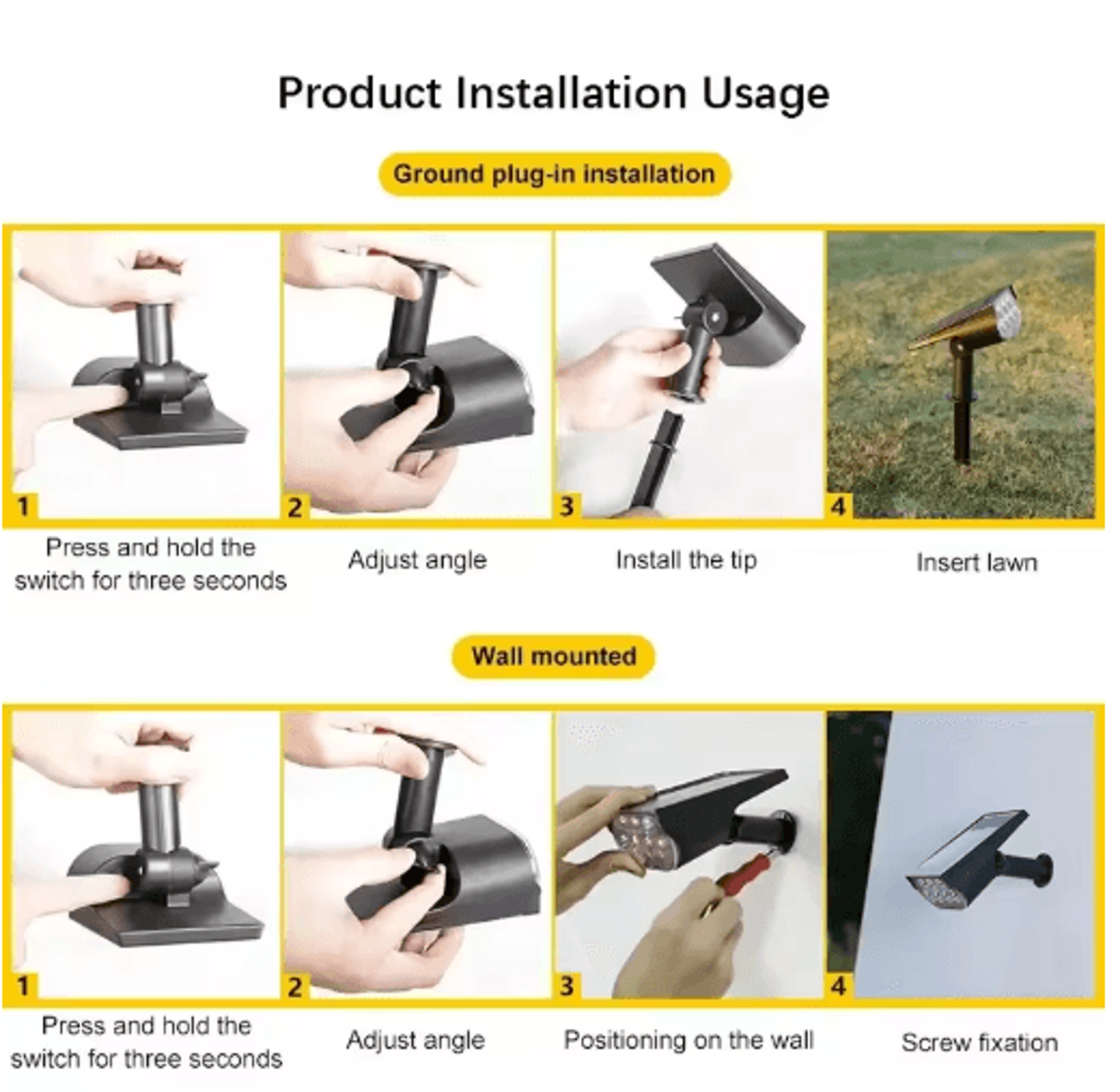 Ultra Bright 7 LED Solar Spotlight Outdoor  Adjustable Waterproof Garden Landscape Light 6
