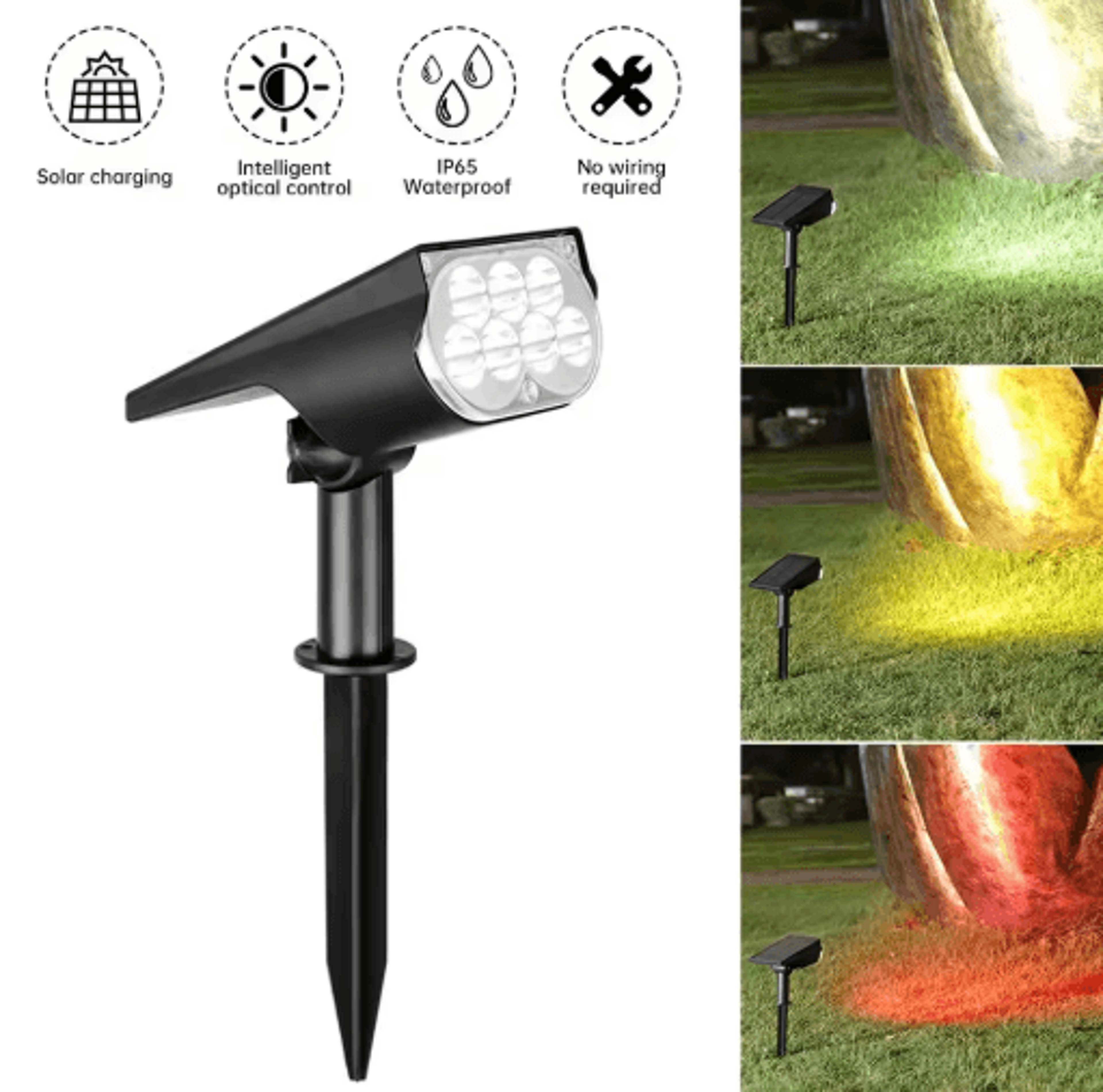 Ultra Bright 7 LED Solar Spotlight Outdoor  Adjustable Waterproof Garden Landscape Light 0