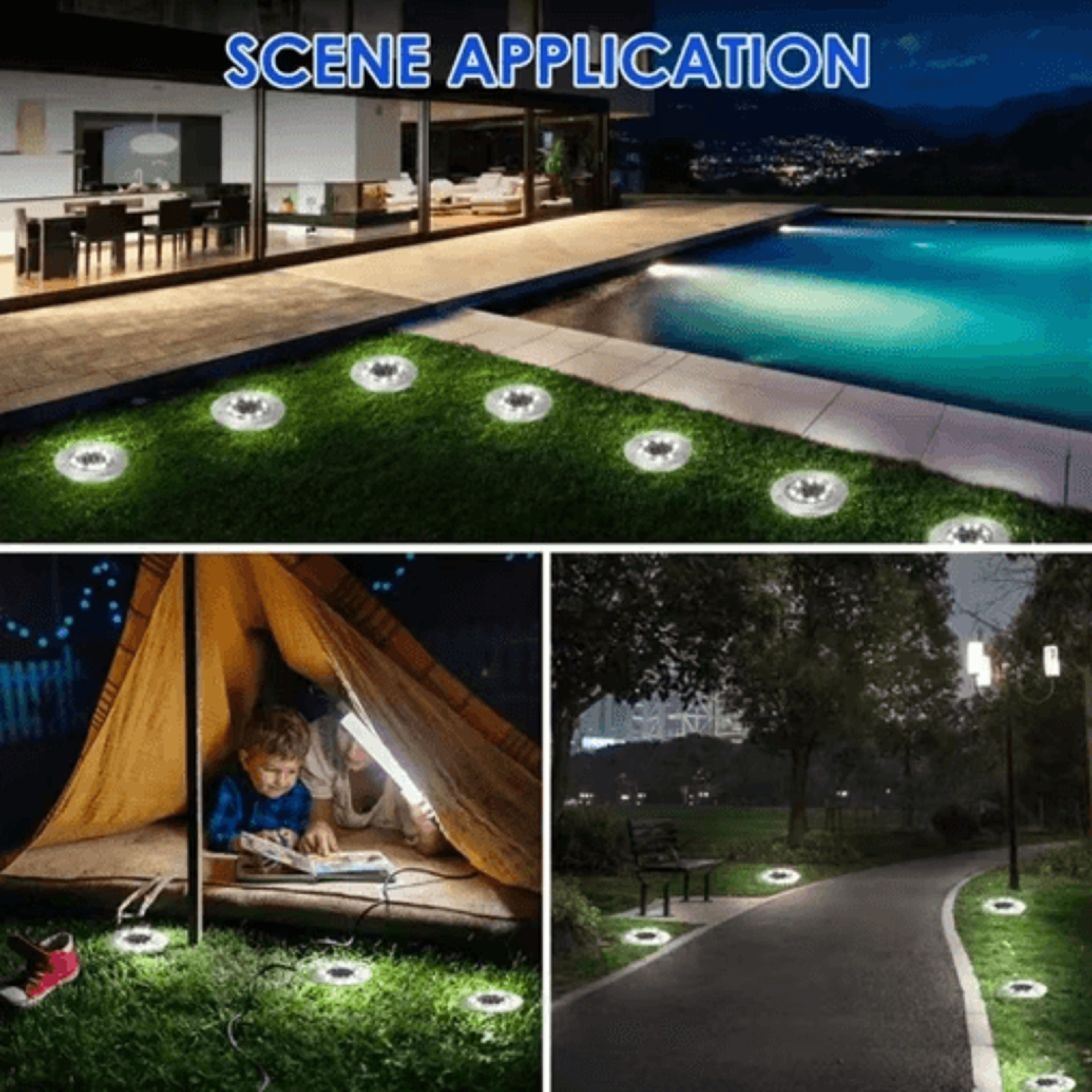LED Solar Ground Lights  Waterproof Buried Solar Disk Lights For Garden  Pathway 7