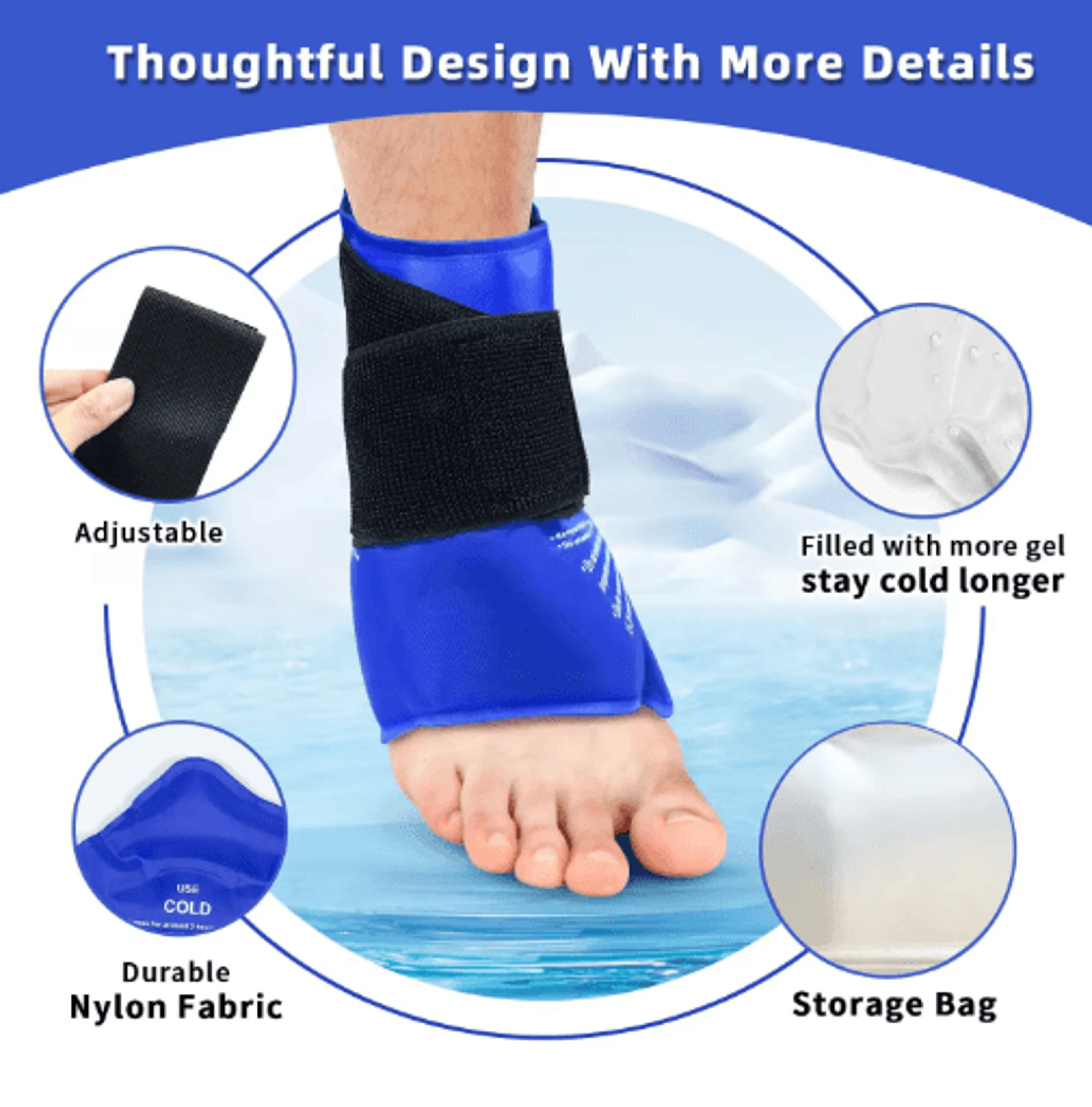 Reusable Ankle Ice Pack Wrap  Hot  Cold Compression Ankle Brace For Injury Relief 7