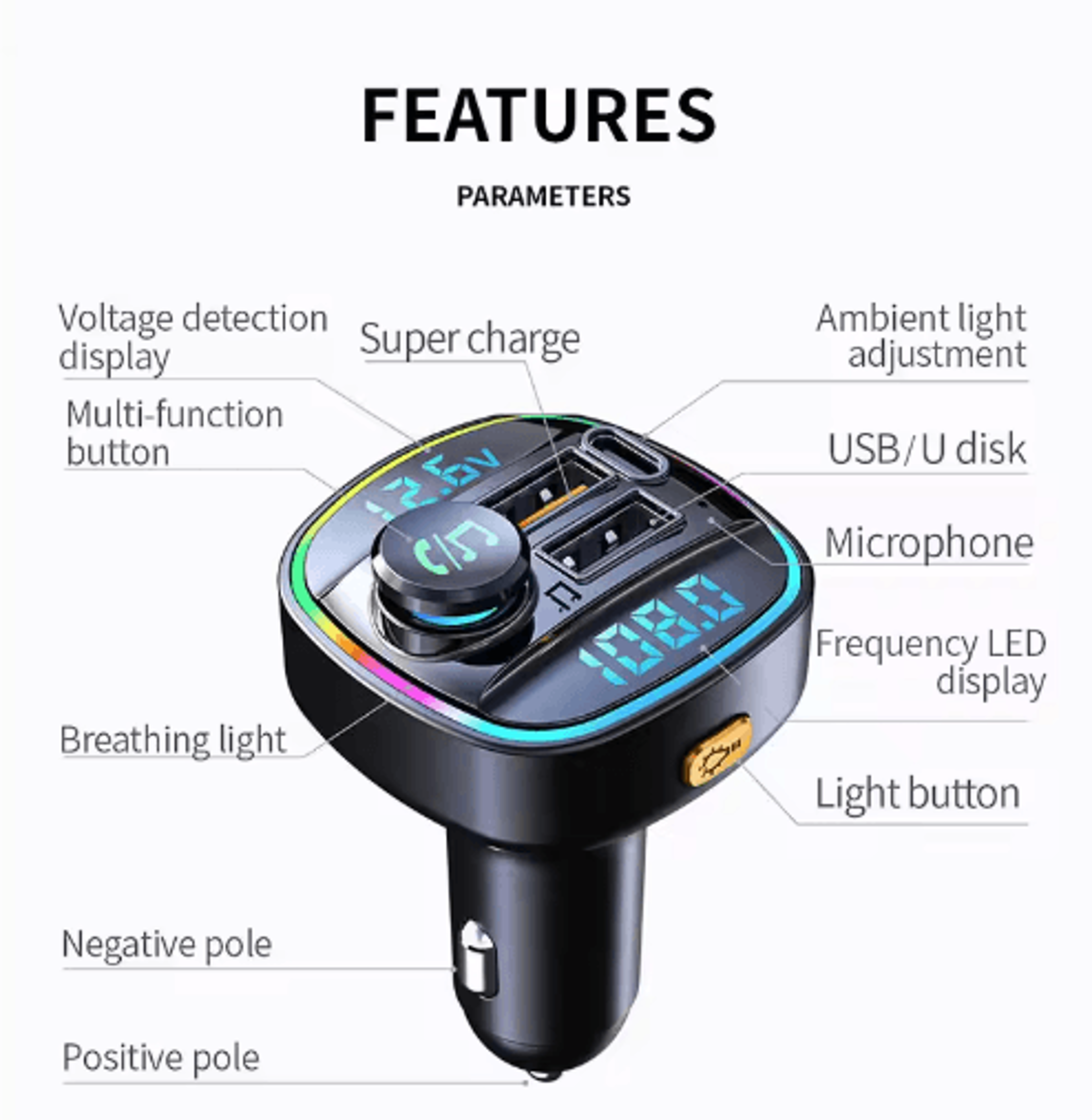 Bluetooth 50 FM Transmitter Car Charger With HandsFree Calling  Fast Charge 7