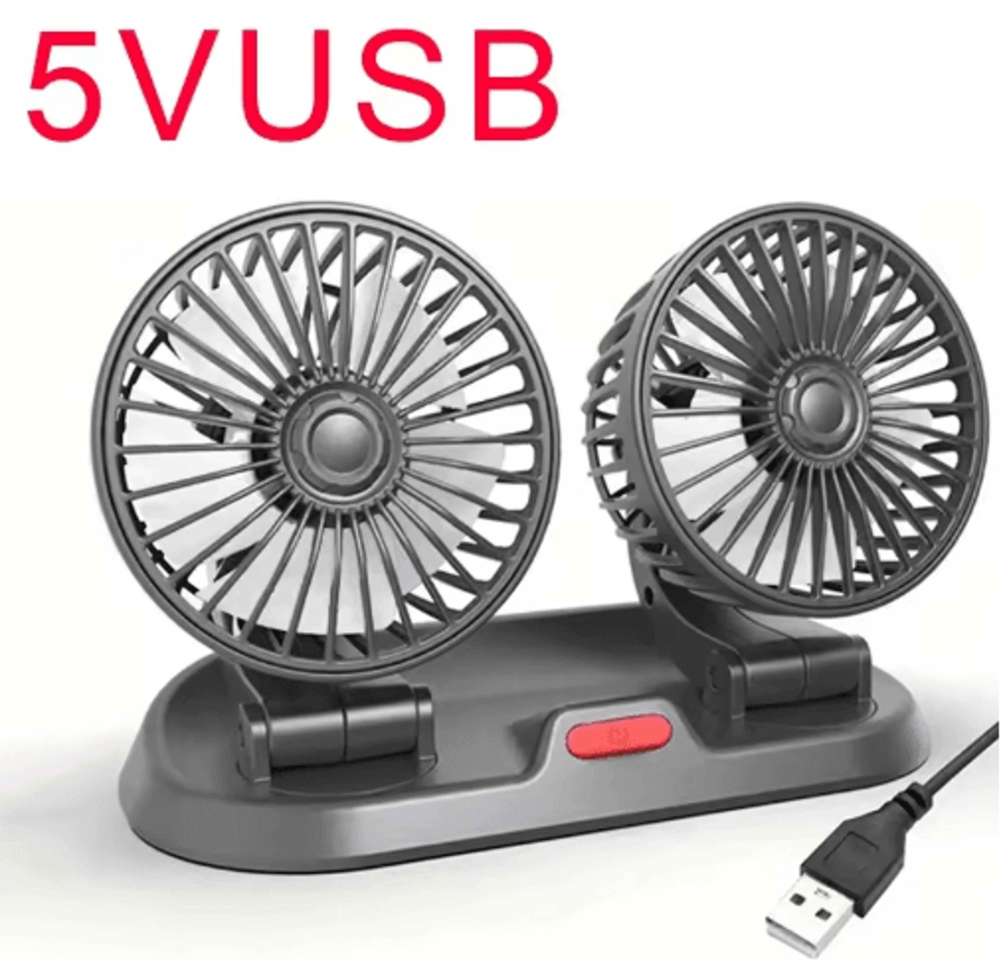 360 Adjustable 3Head Car Cooling Fan With USB12V24V Power 7