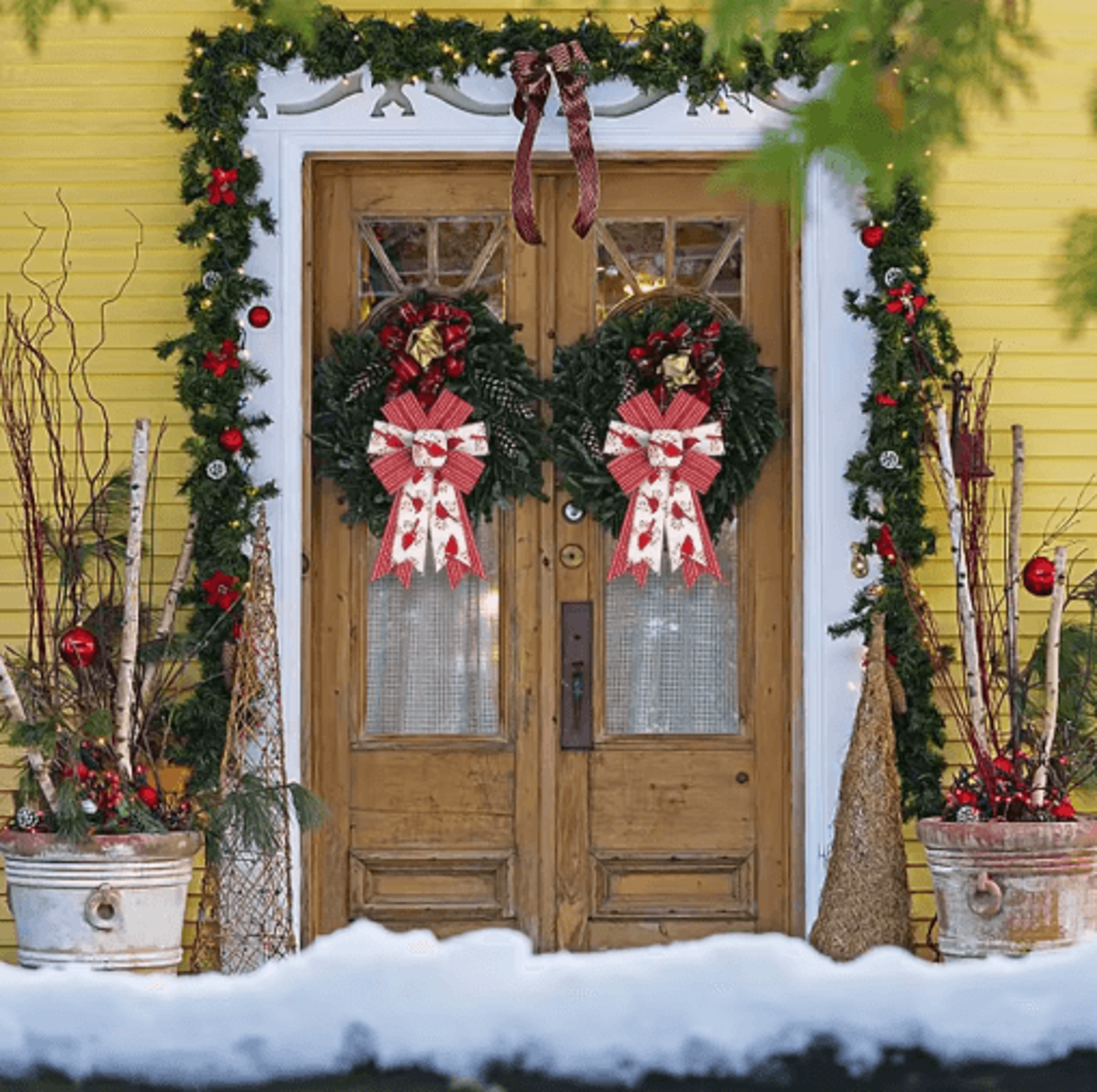 2PCS Shiny Burlap Christmas Wreath Bows For Tree  Front Door Decor 0