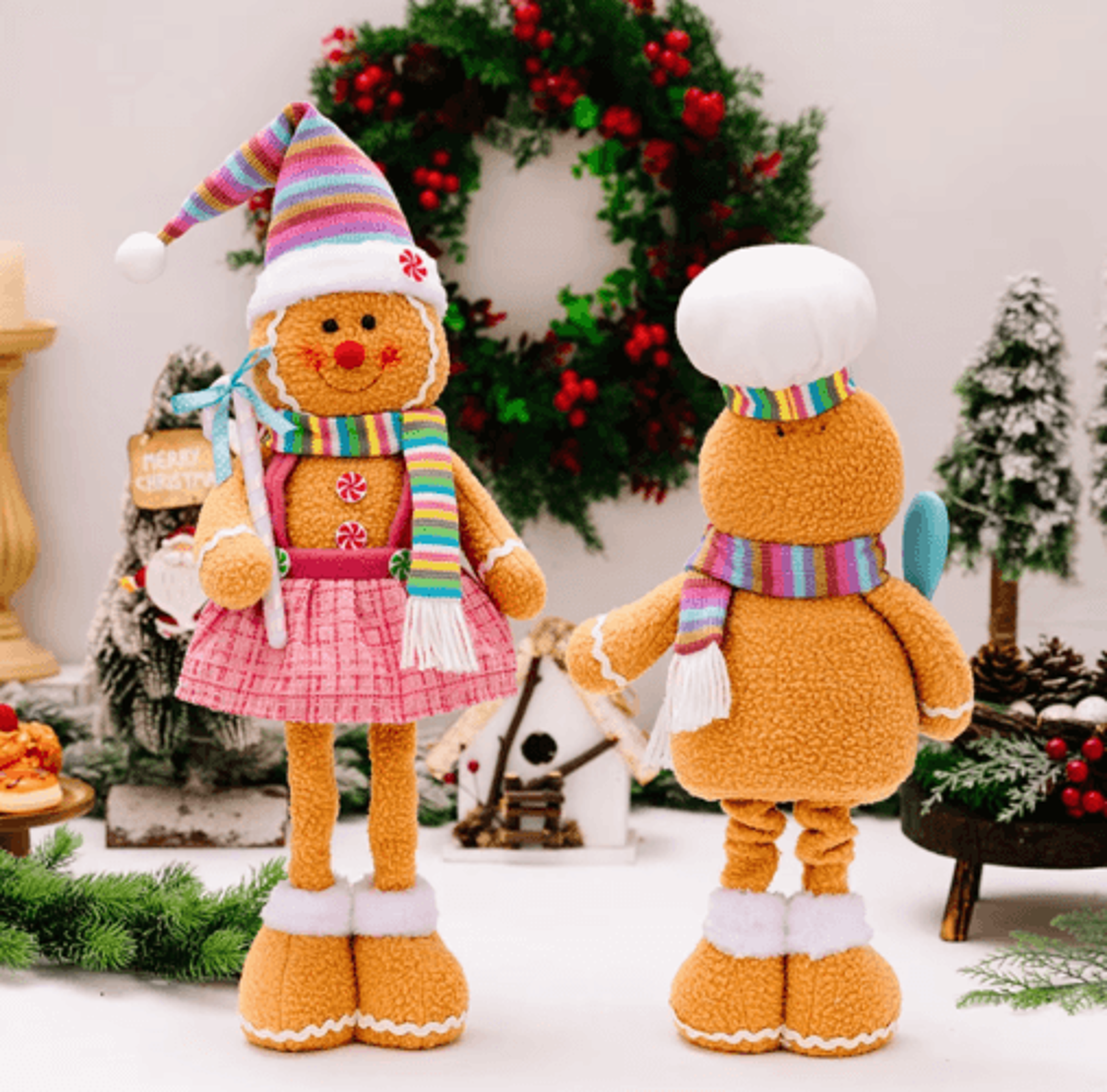 Retractable Leg Gingerbread Man Christmas Decoration Doll 6