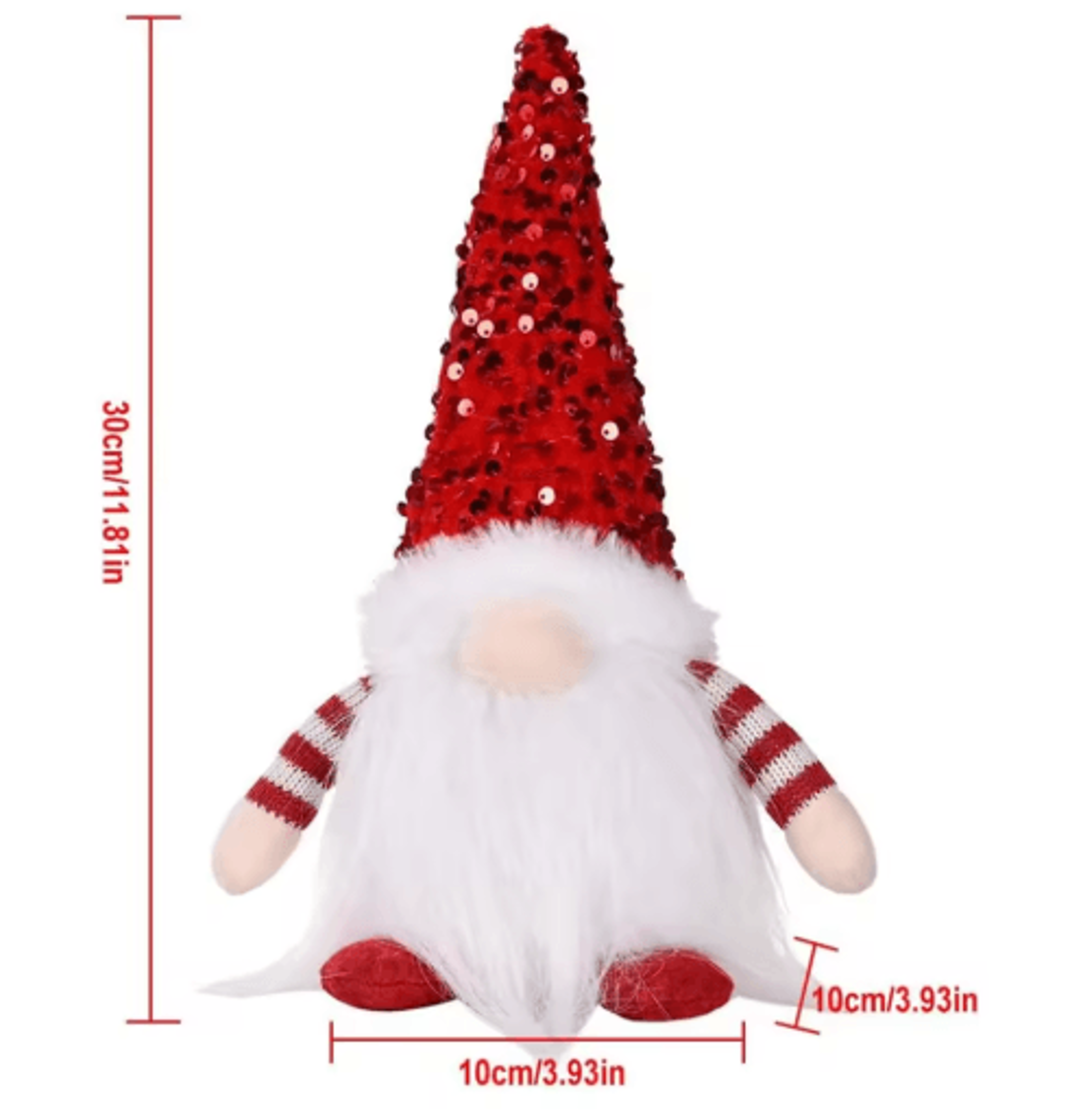 30cm Light Up Christmas Gnome Plush  Sequined Hat Faceless Elf Tabletop Decoration 5