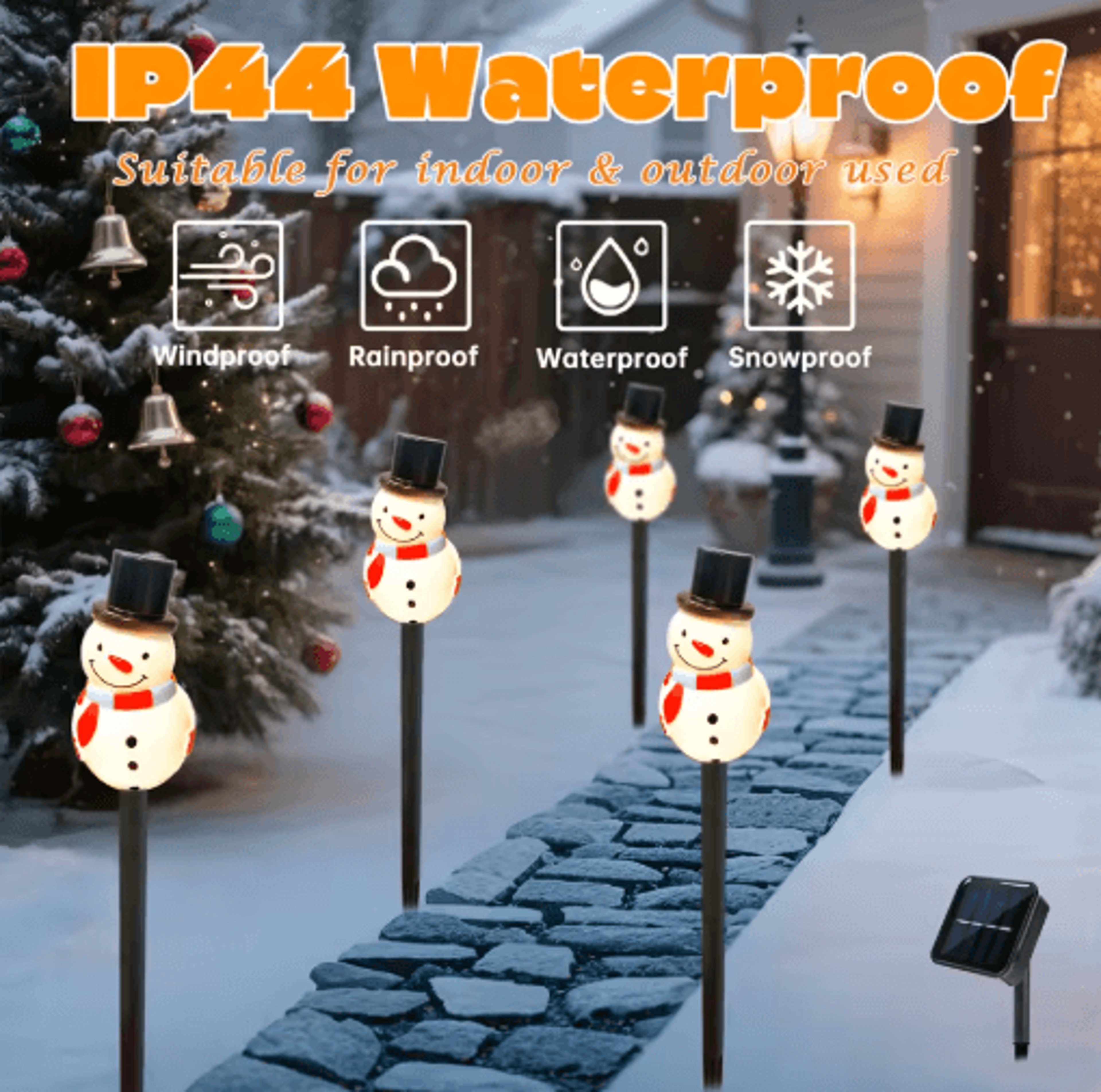 Solar Snowman Garden Stake Lights  5PCS Outdoor Holiday Lawn Decor 6