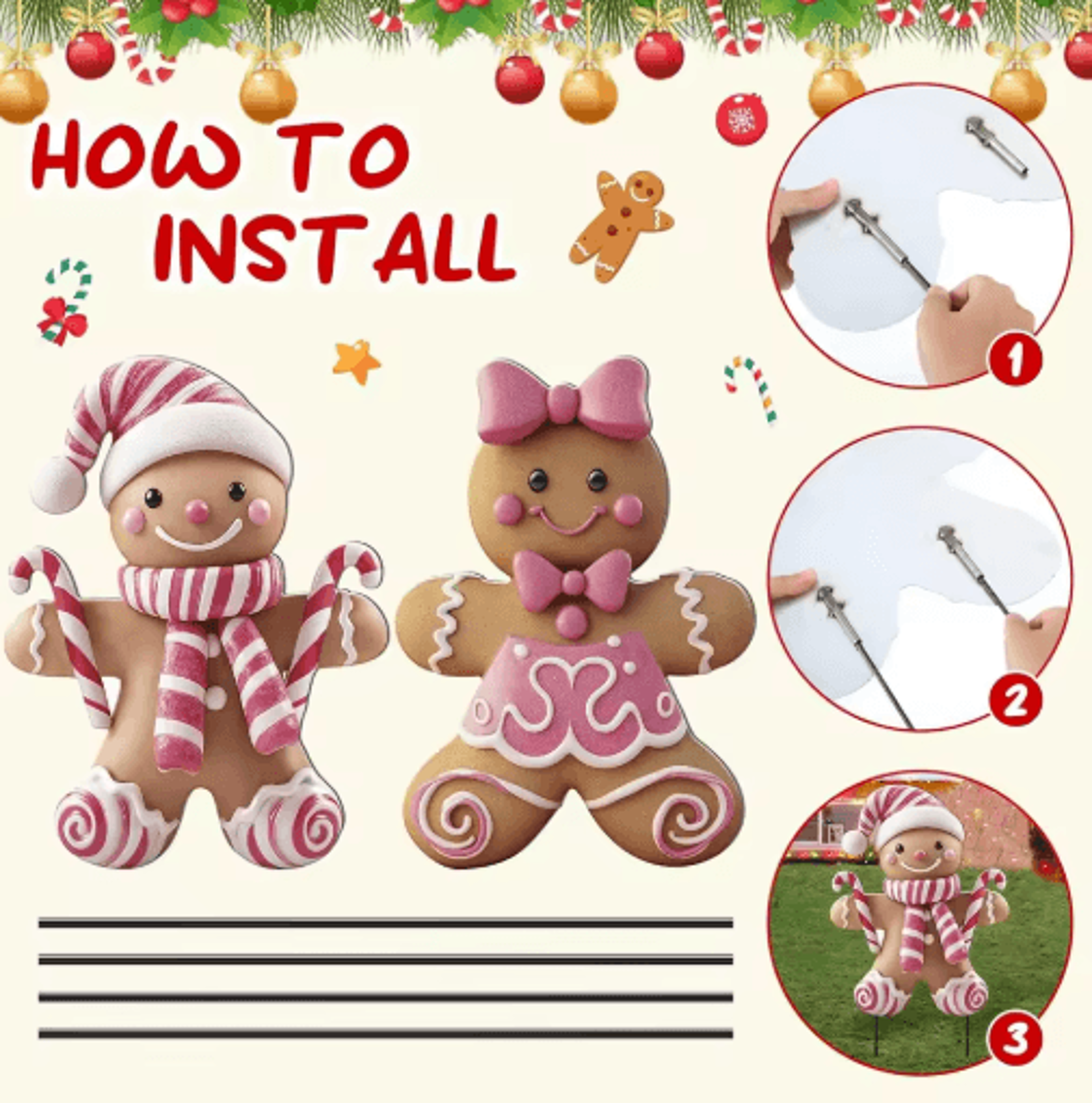 3D Christmas Boy  Girl Yard Stakes  Metal Outdoor Holiday Lawn Decor 2PCS 4
