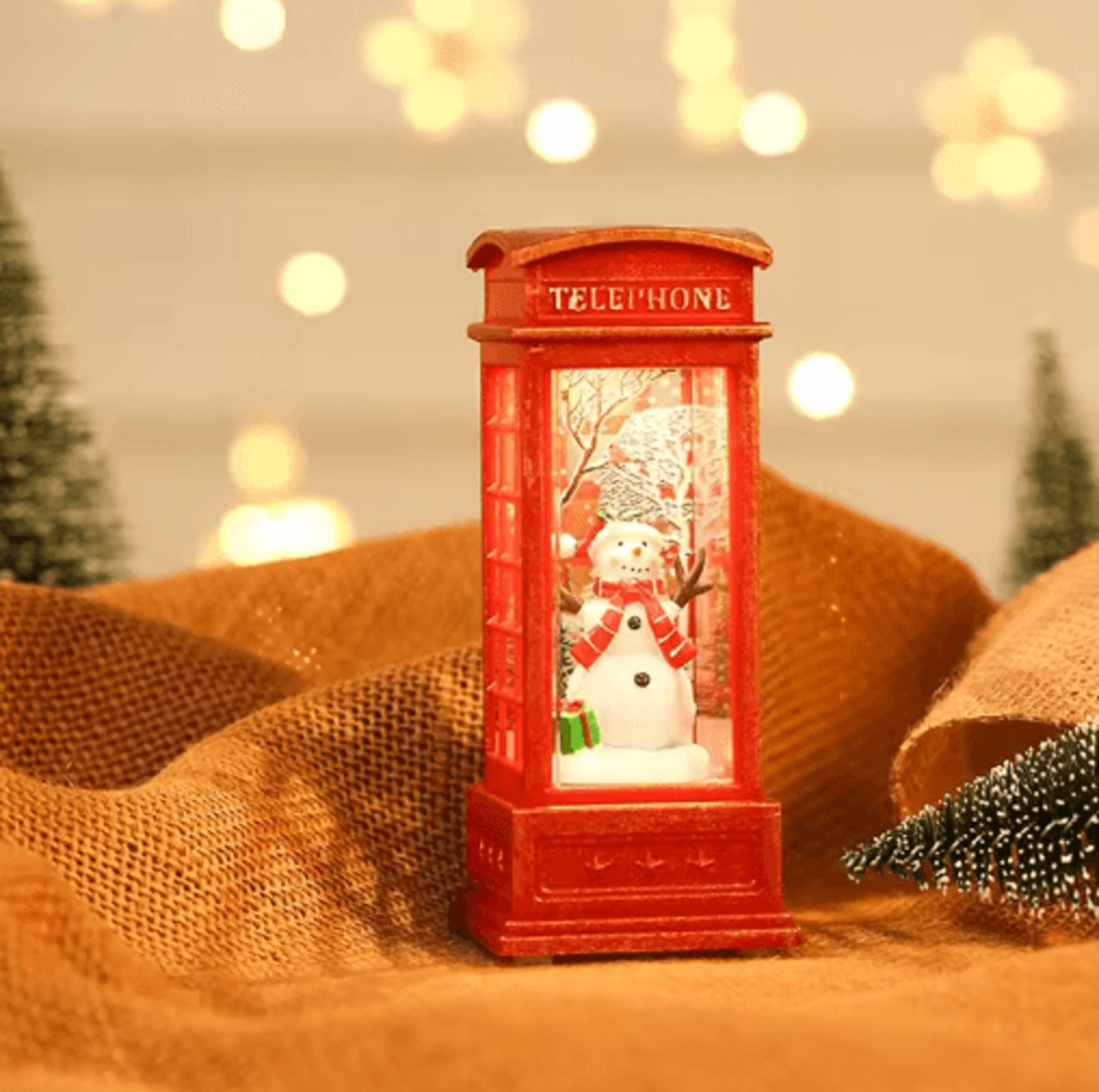 LED Christmas Phone Booth Light  Santa  Snowman Window Scene Decoration 1