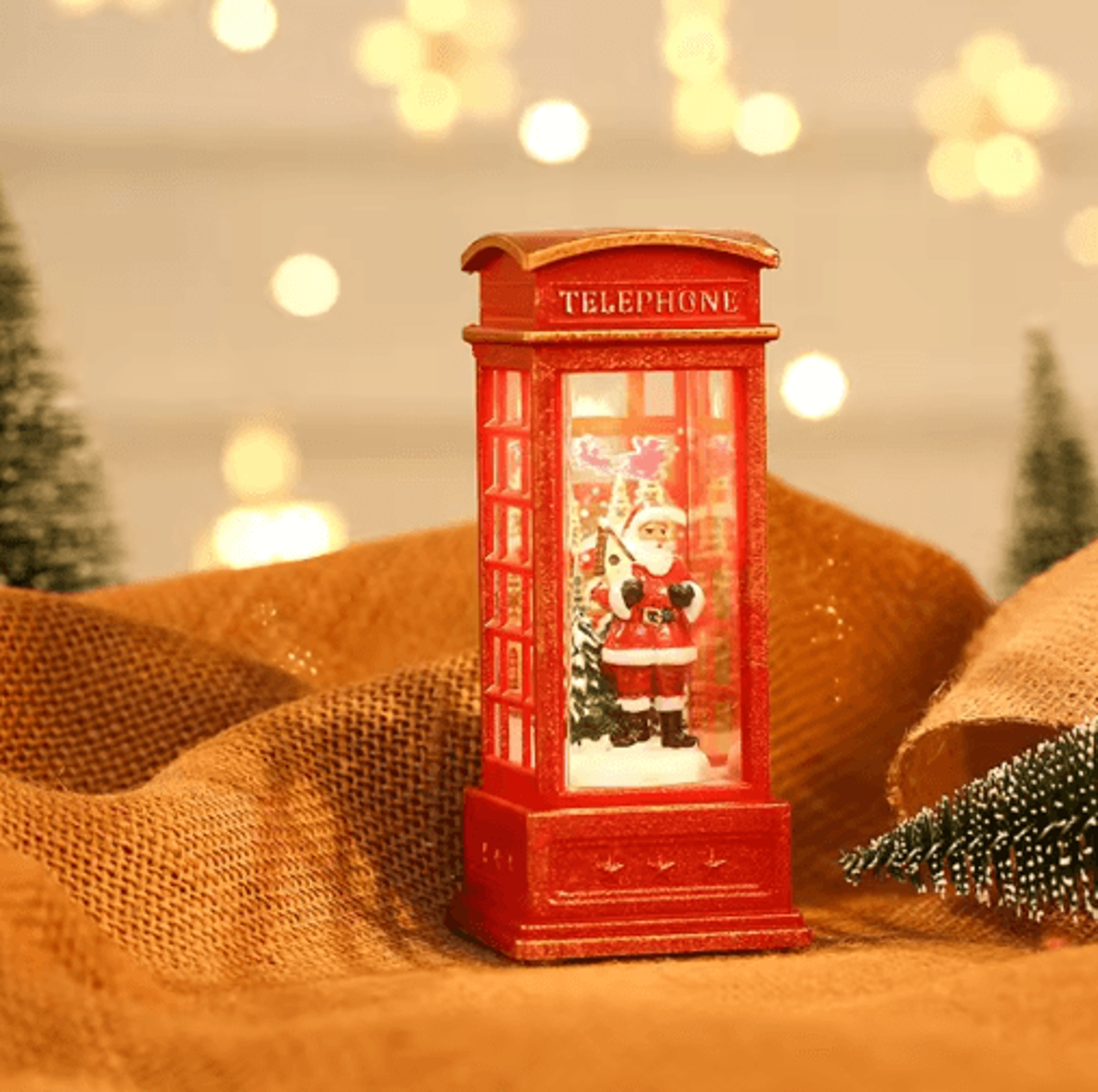 LED Christmas Phone Booth Light  Santa  Snowman Window Scene Decoration 2