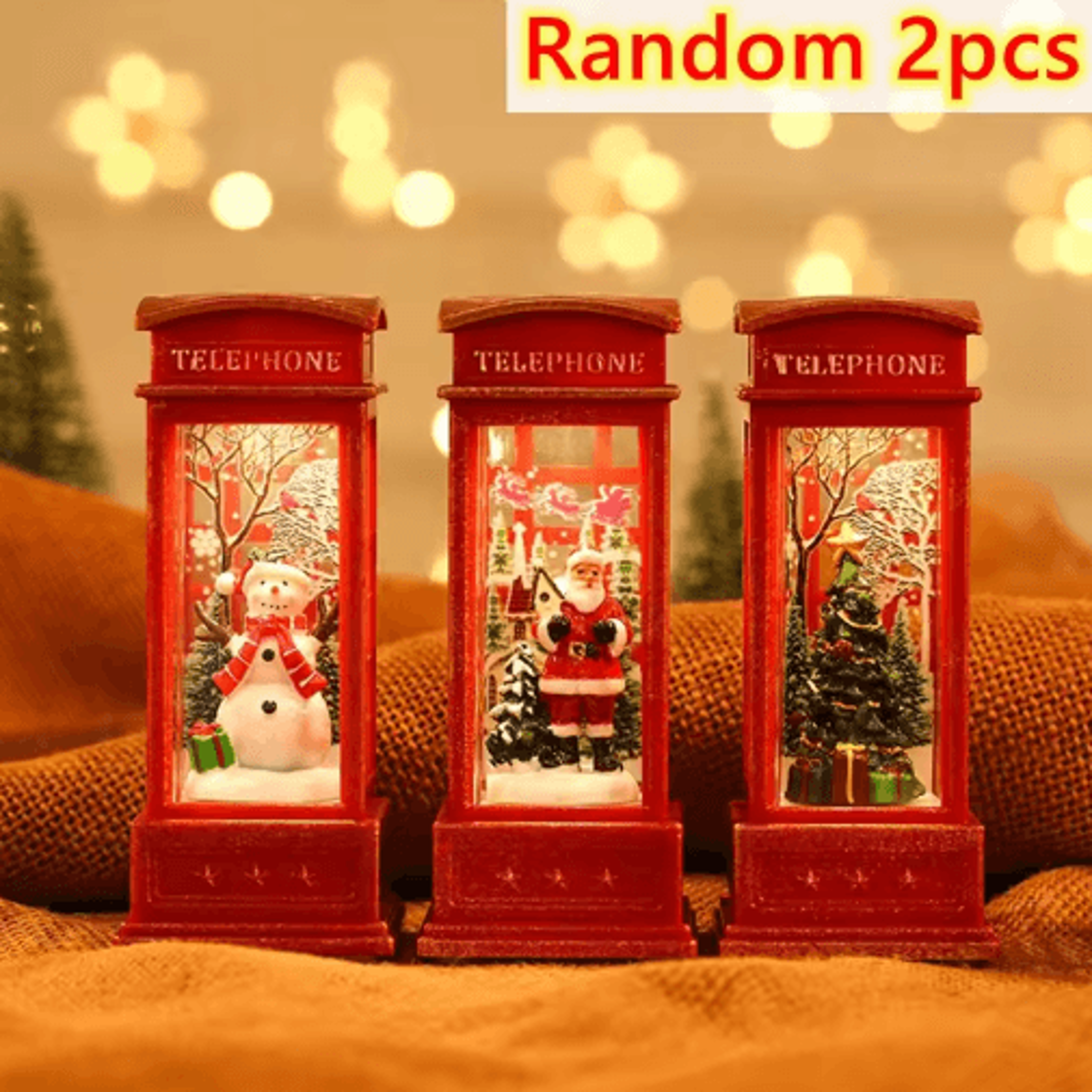 LED Christmas Phone Booth Light  Santa  Snowman Window Scene Decoration 3