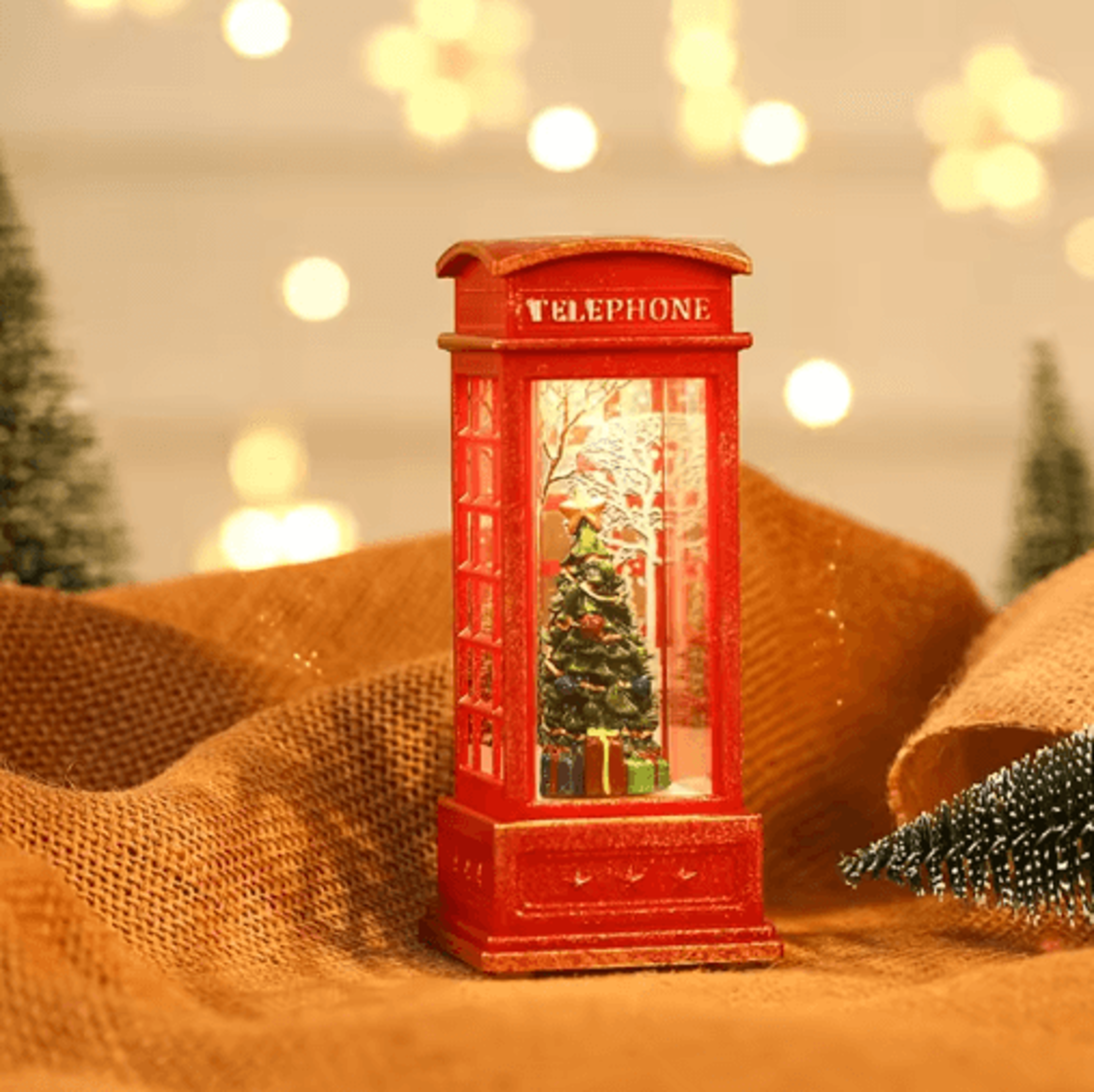 LED Christmas Phone Booth Light  Santa  Snowman Window Scene Decoration 4