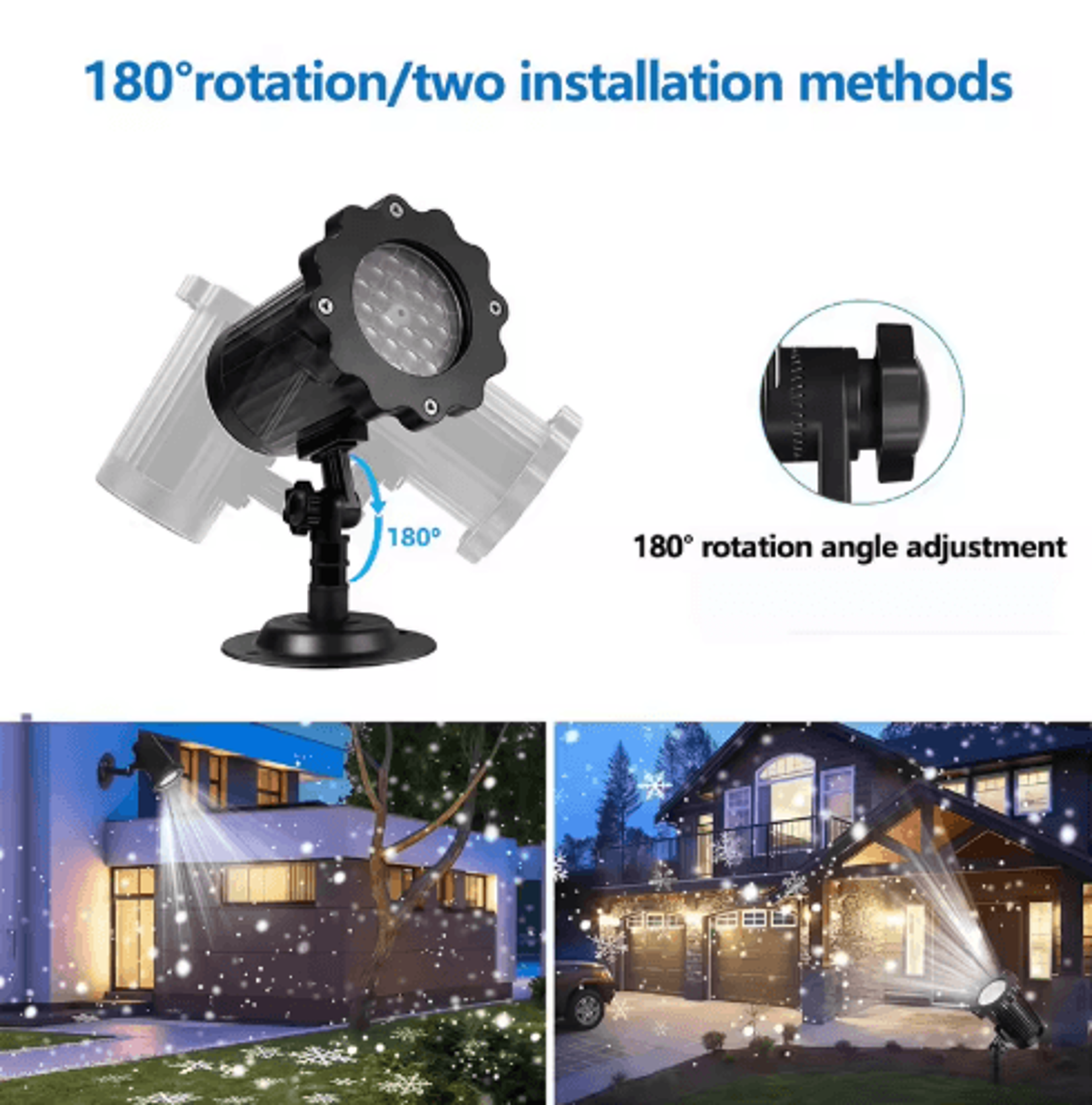 Outdoor Snowflake LED Projector Light With Remote  Christmas Holiday Projection Decor 2