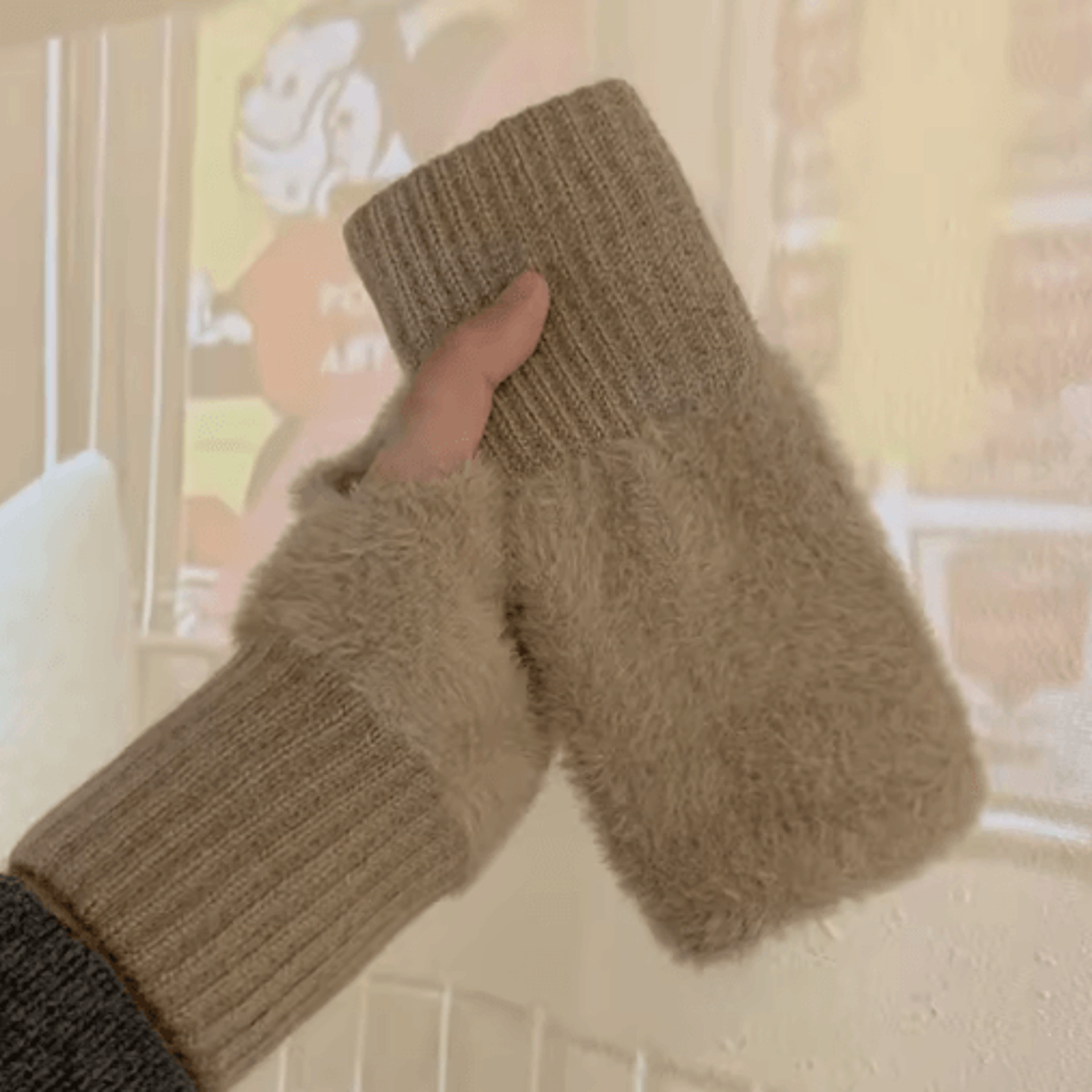 CozyLuxe Fingerless Winter Gloves  Soft Plush Knitted Gloves For Women 1