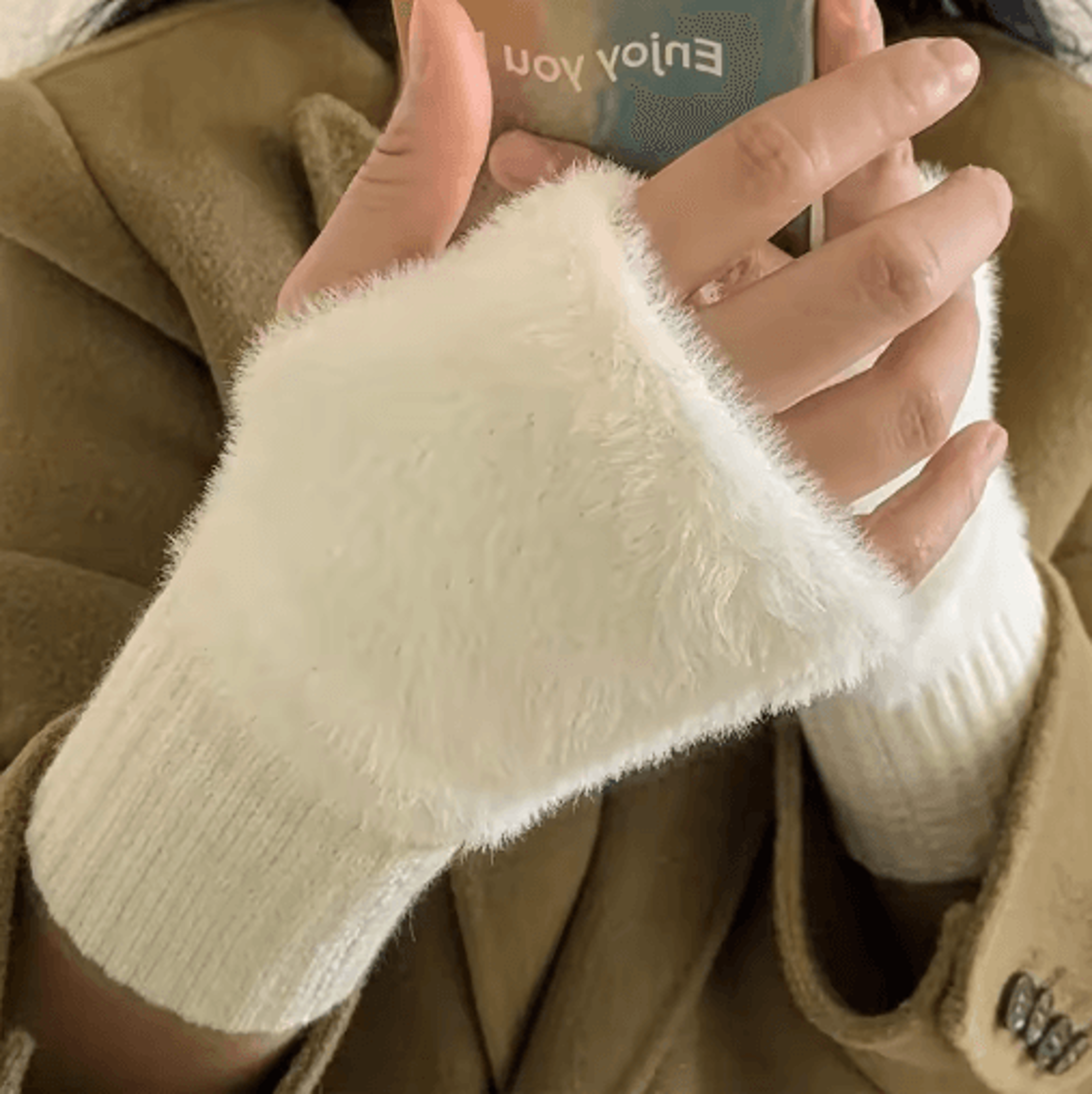 CozyLuxe Fingerless Winter Gloves  Soft Plush Knitted Gloves For Women 5