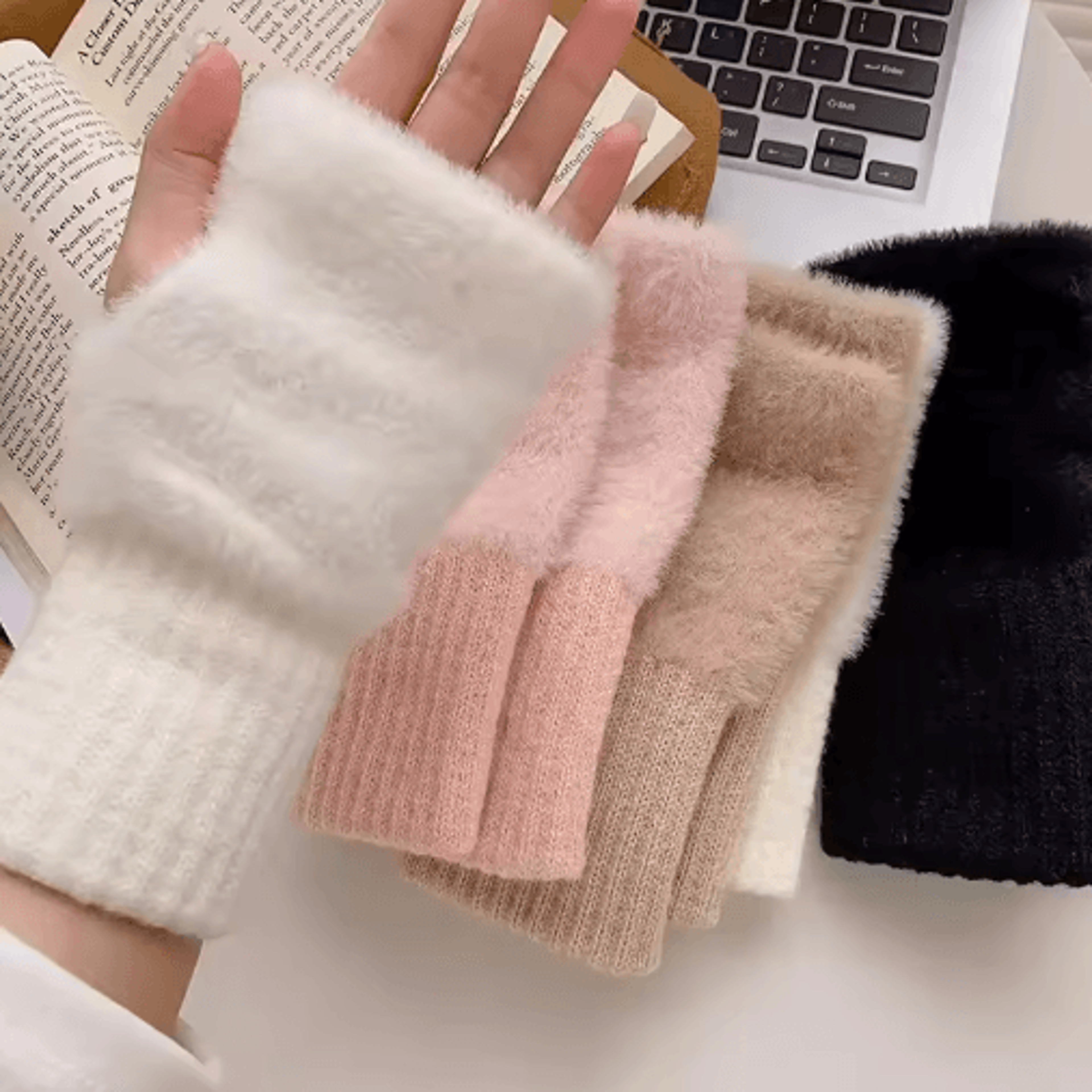 CozyLuxe Fingerless Winter Gloves  Soft Plush Knitted Gloves For Women 6