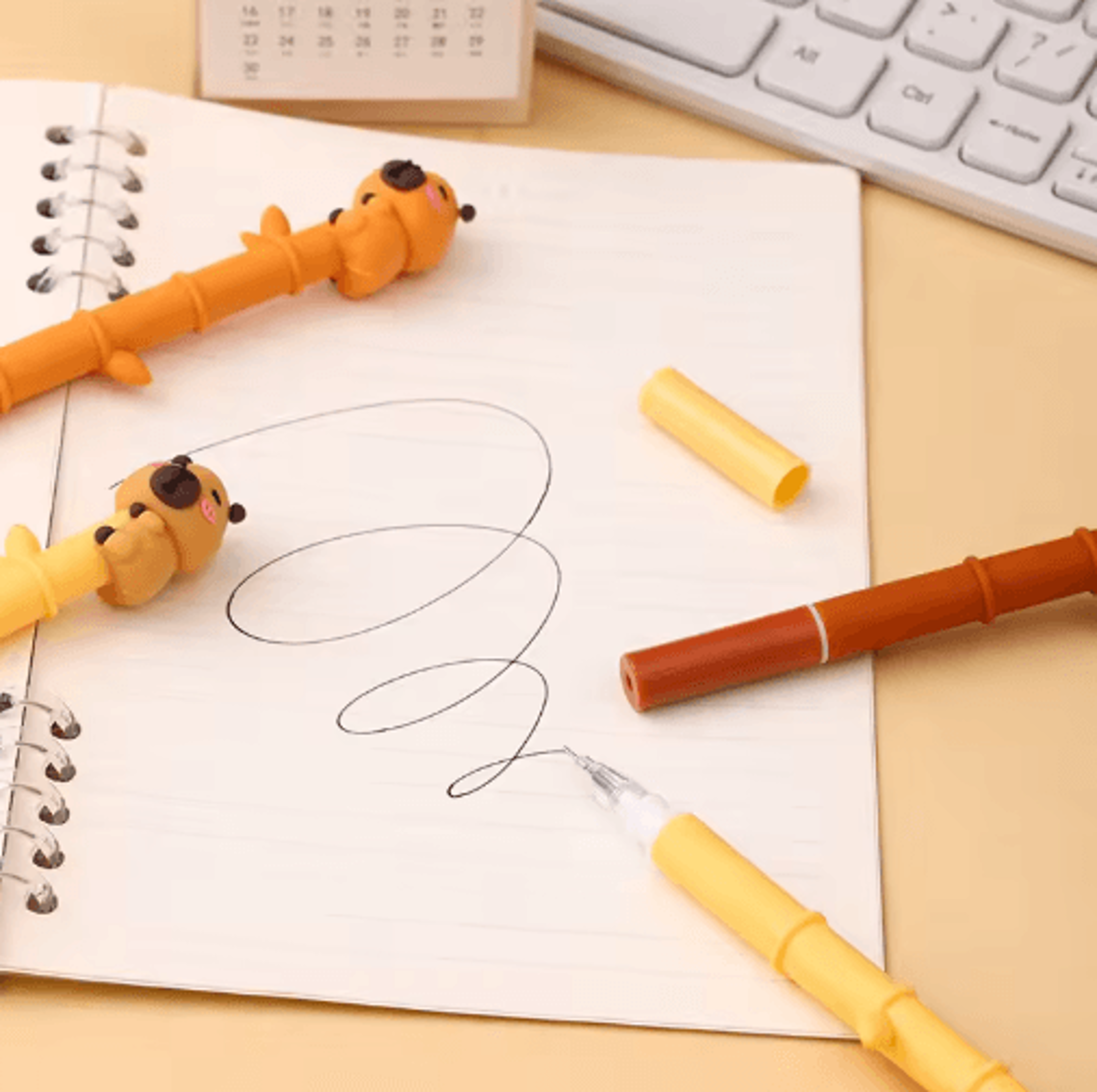 CapiCute Capybara Gel Pen Set  3PCS Cute Cartoon Gel Pens Bamboo Style 3
