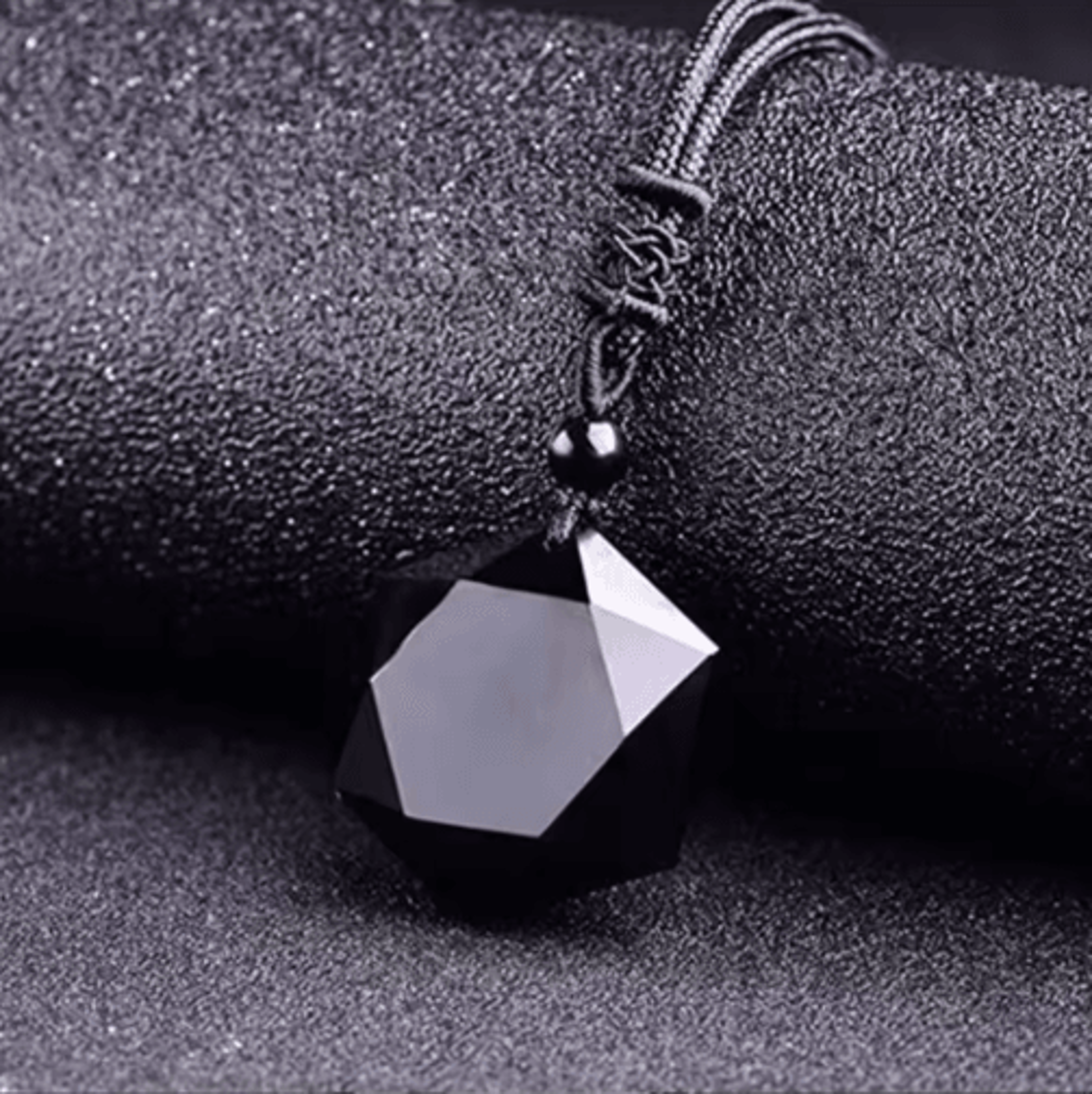 MysticCore Obsidian Pendulum Necklace  Natural Obsidian Pendant Hexagram Energy Stone 1
