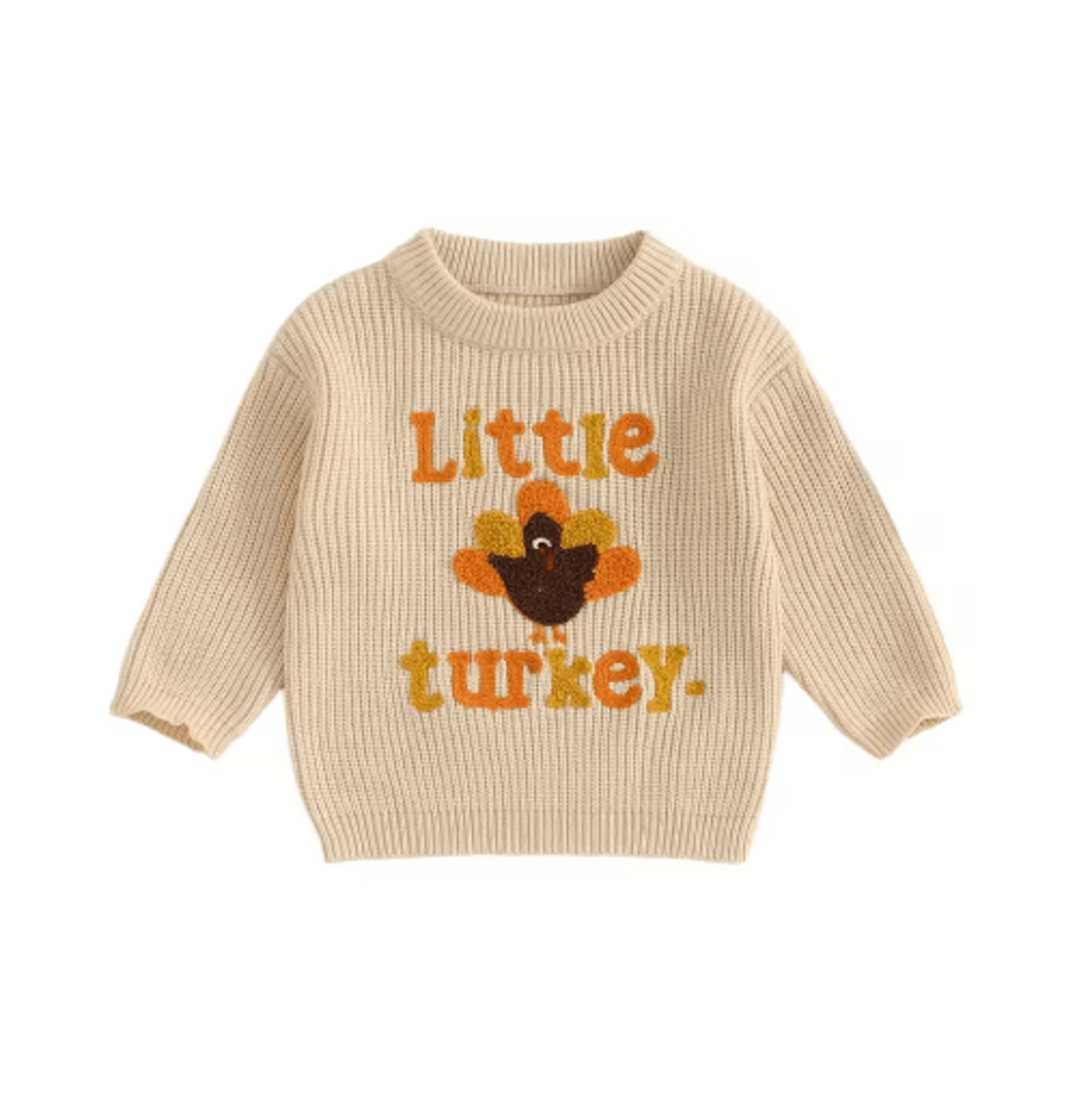 Infant Thanksgiving Sweater With Turkey Embroidery And Crewneck Design For Cozy Fall Days  Long Sle 2