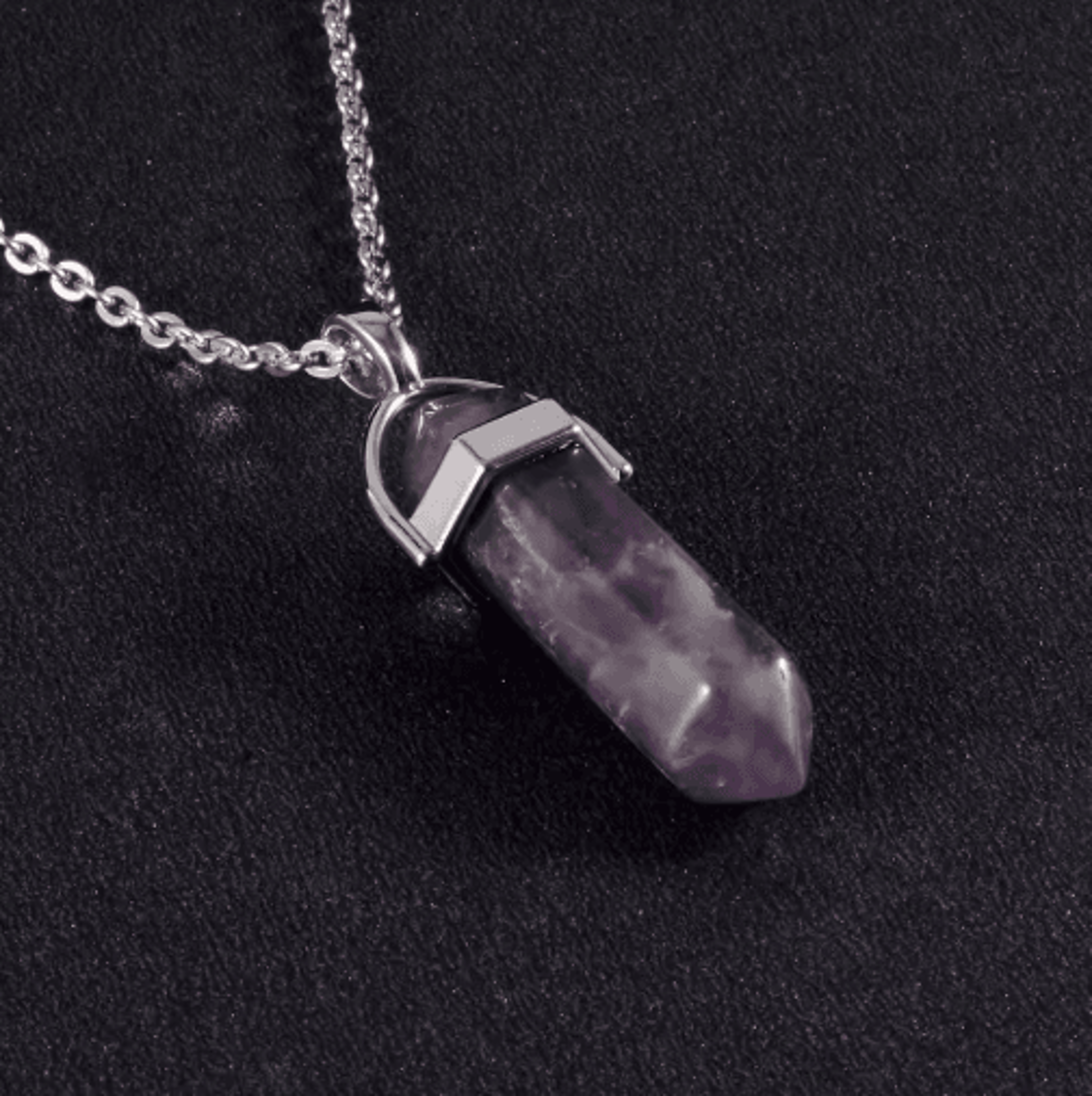 CrystalPoint Obsidian Chakra Pendant Necklace  Natural Crystal Pendulum Necklace Hexagonal Point 5