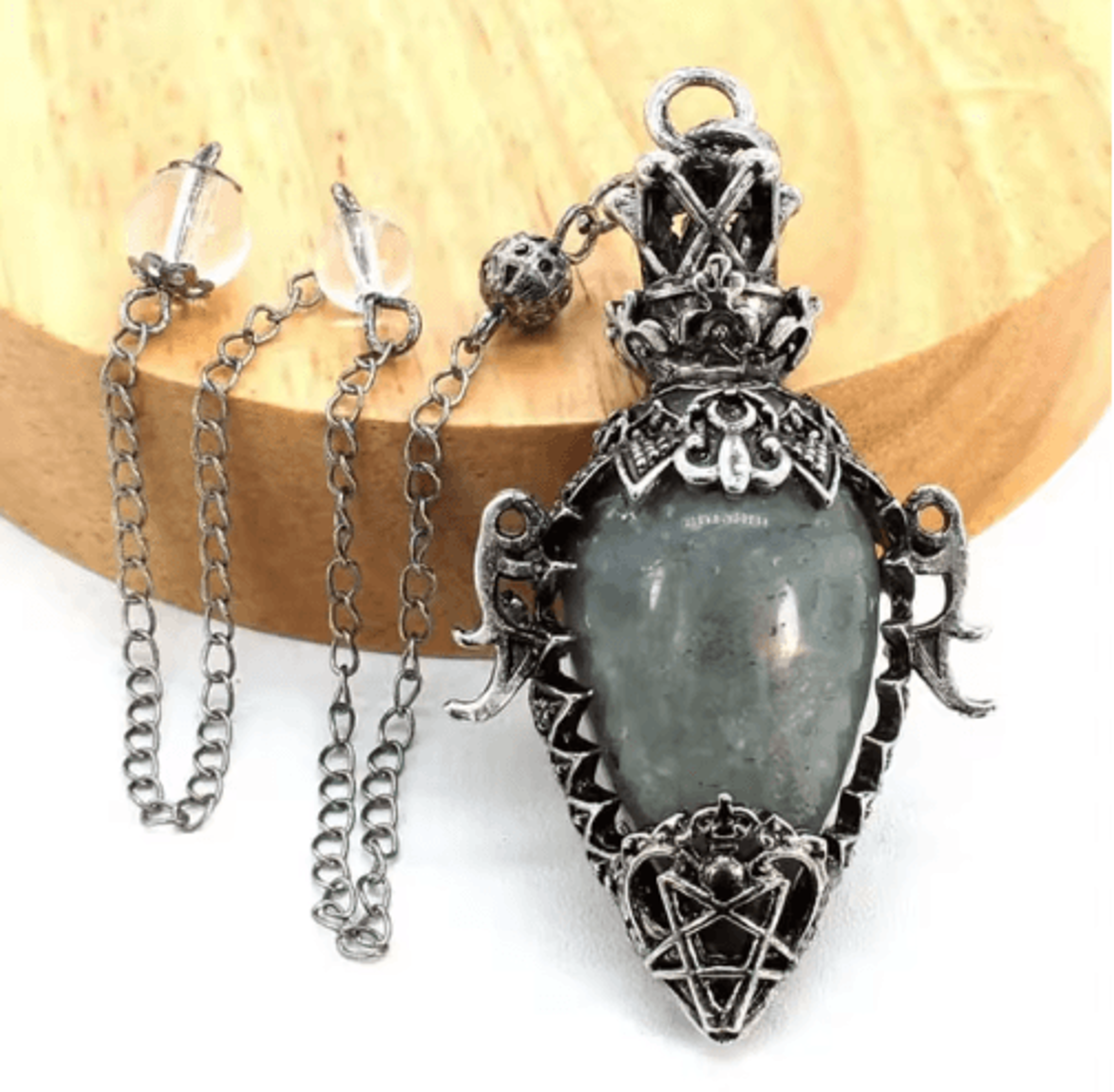 MysticDrop Crystal Pendulum Necklace  Natural Dowsing Pendulum Water Drop Stone 2