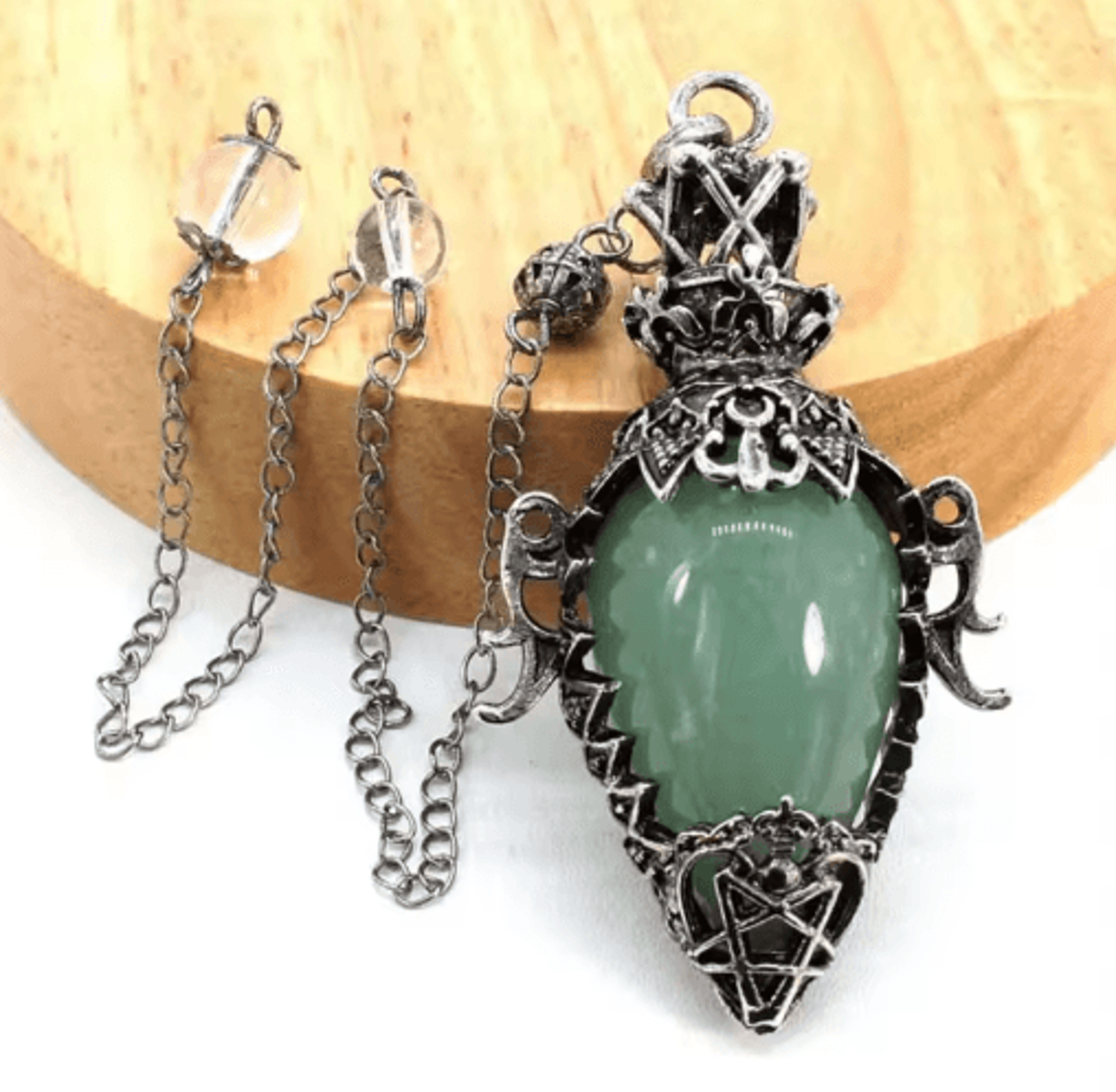 MysticDrop Crystal Pendulum Necklace  Natural Dowsing Pendulum Water Drop Stone 4