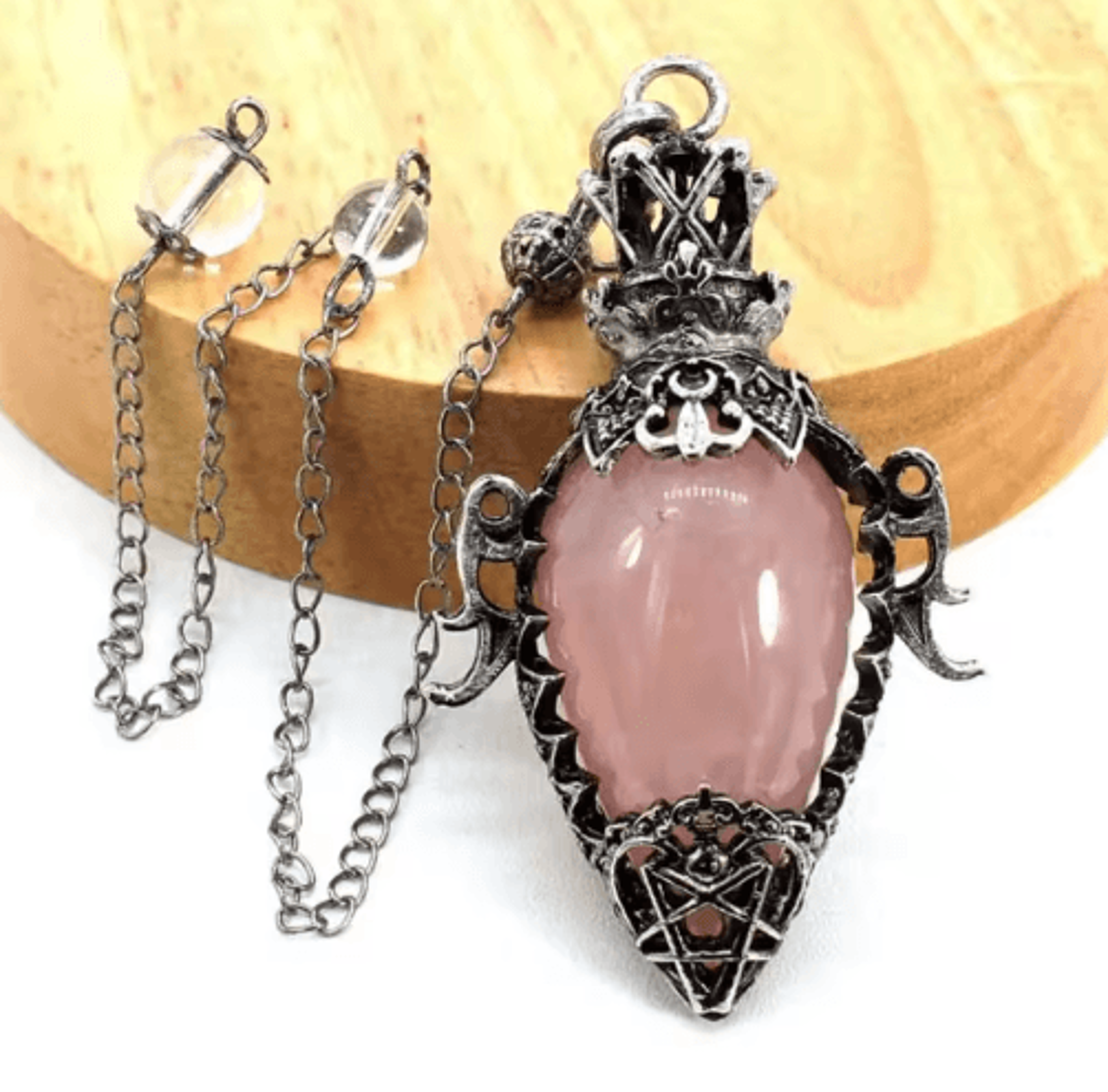 MysticDrop Crystal Pendulum Necklace  Natural Dowsing Pendulum Water Drop Stone 7