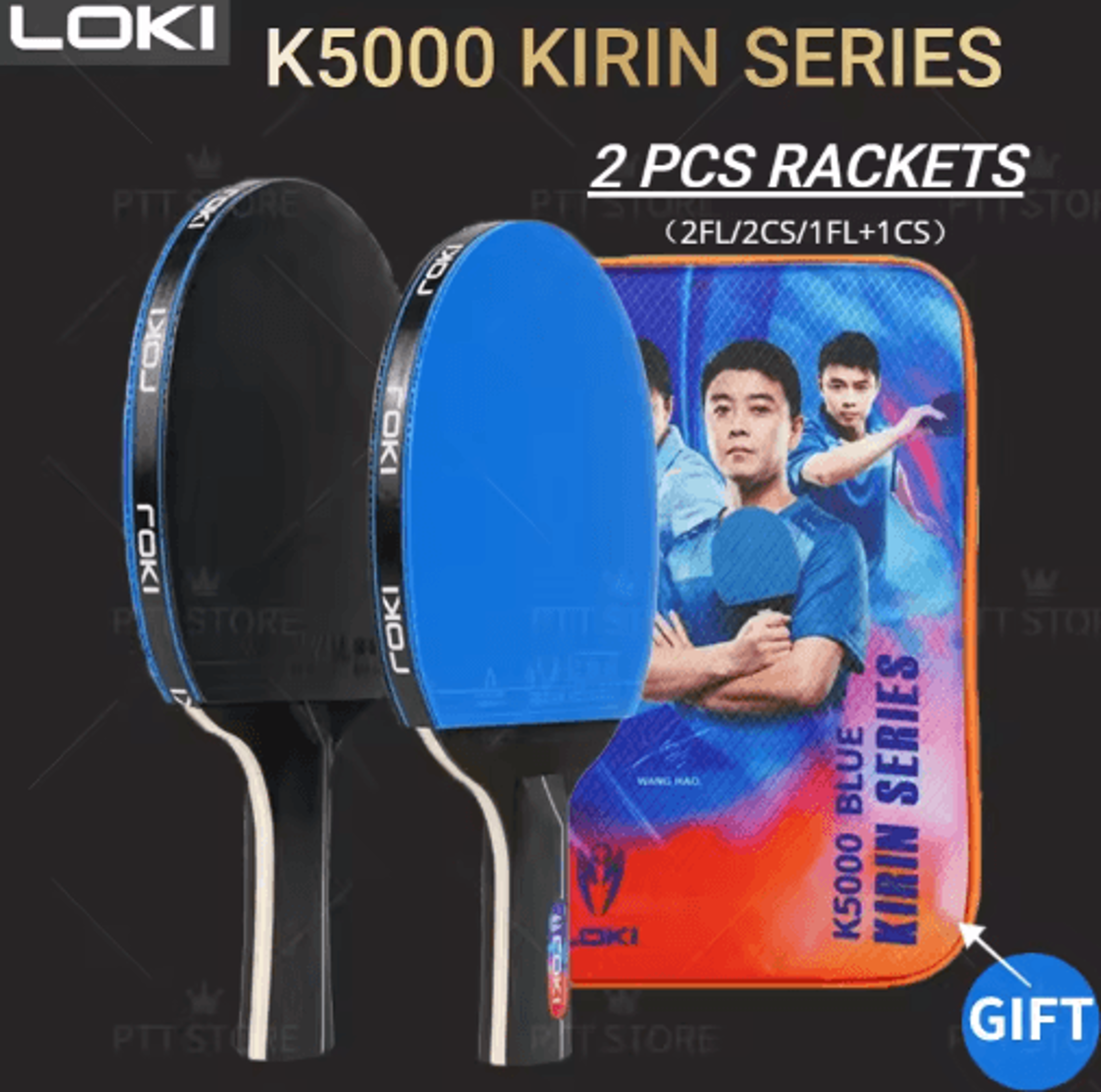 LOKI K5000 Table Tennis Racket Set  2pcs Ping Pong Paddles With HighPerformance Rubber 0
