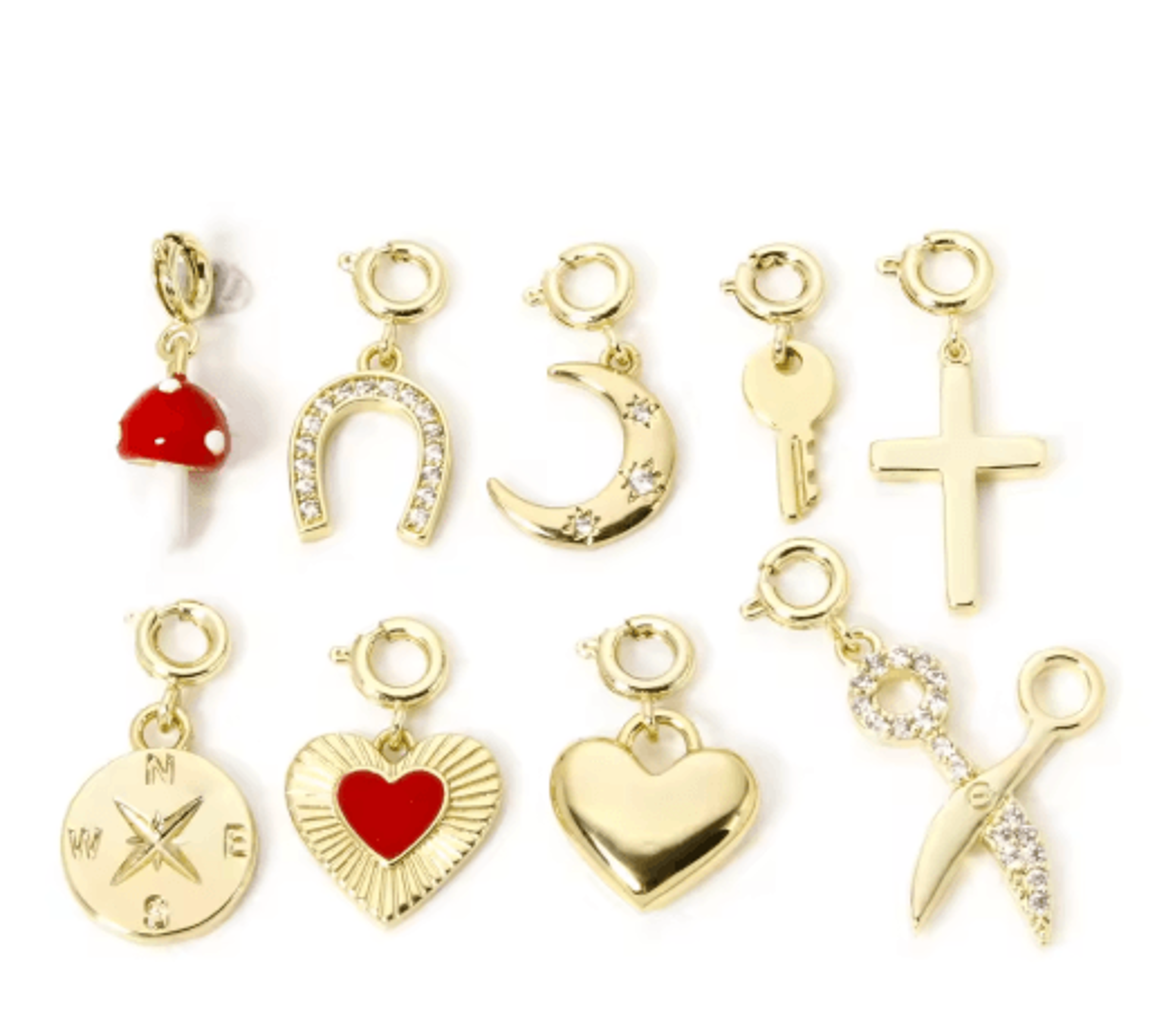 18K Gold Plated Heart Horseshoe Charm With Clasp For DIY Jewelry Making 12