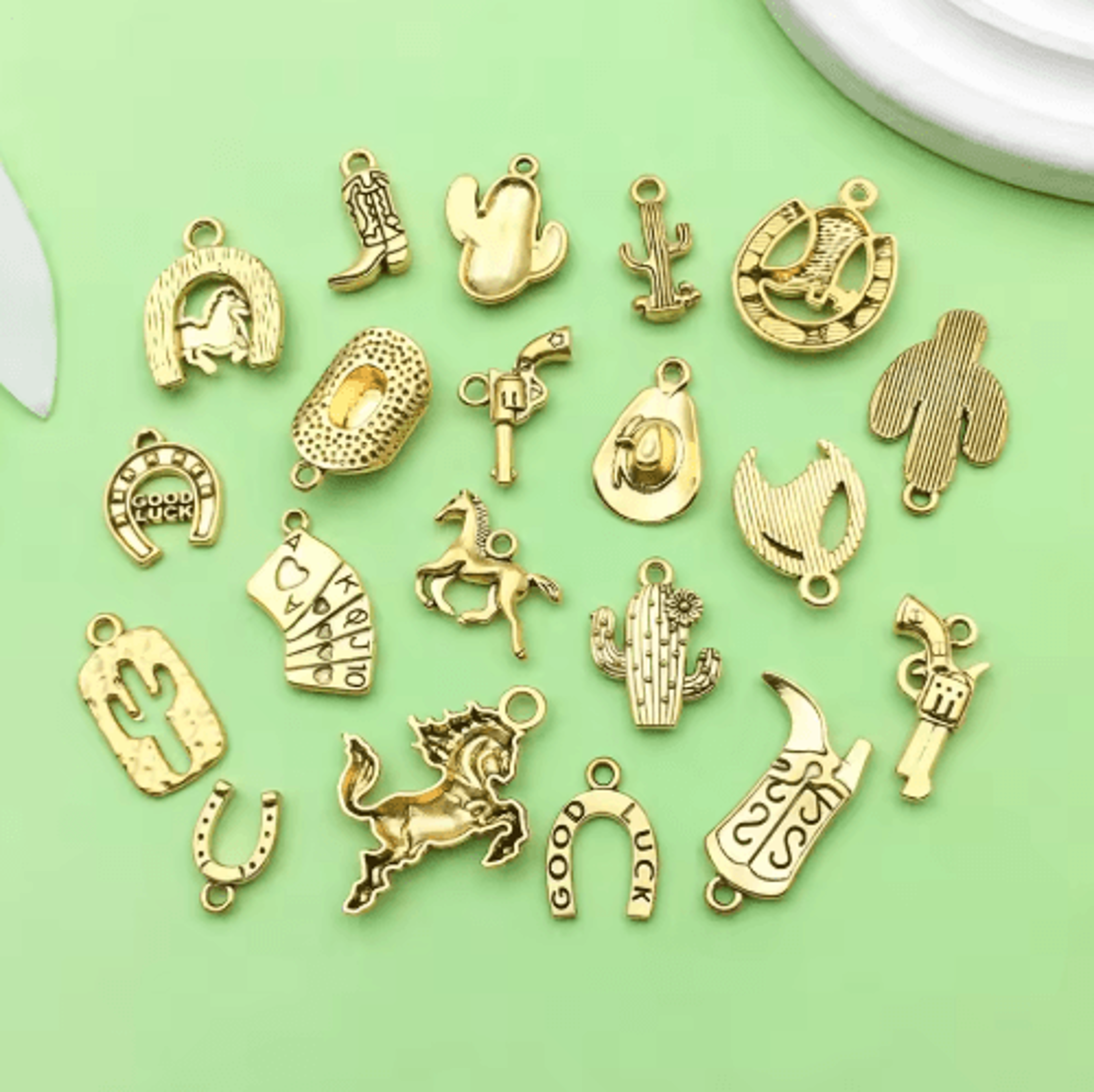 20pcs Western Cowboy Charms Set  Horseshoe Cactus Hat  Boots DIY Jewelry Pendants 25