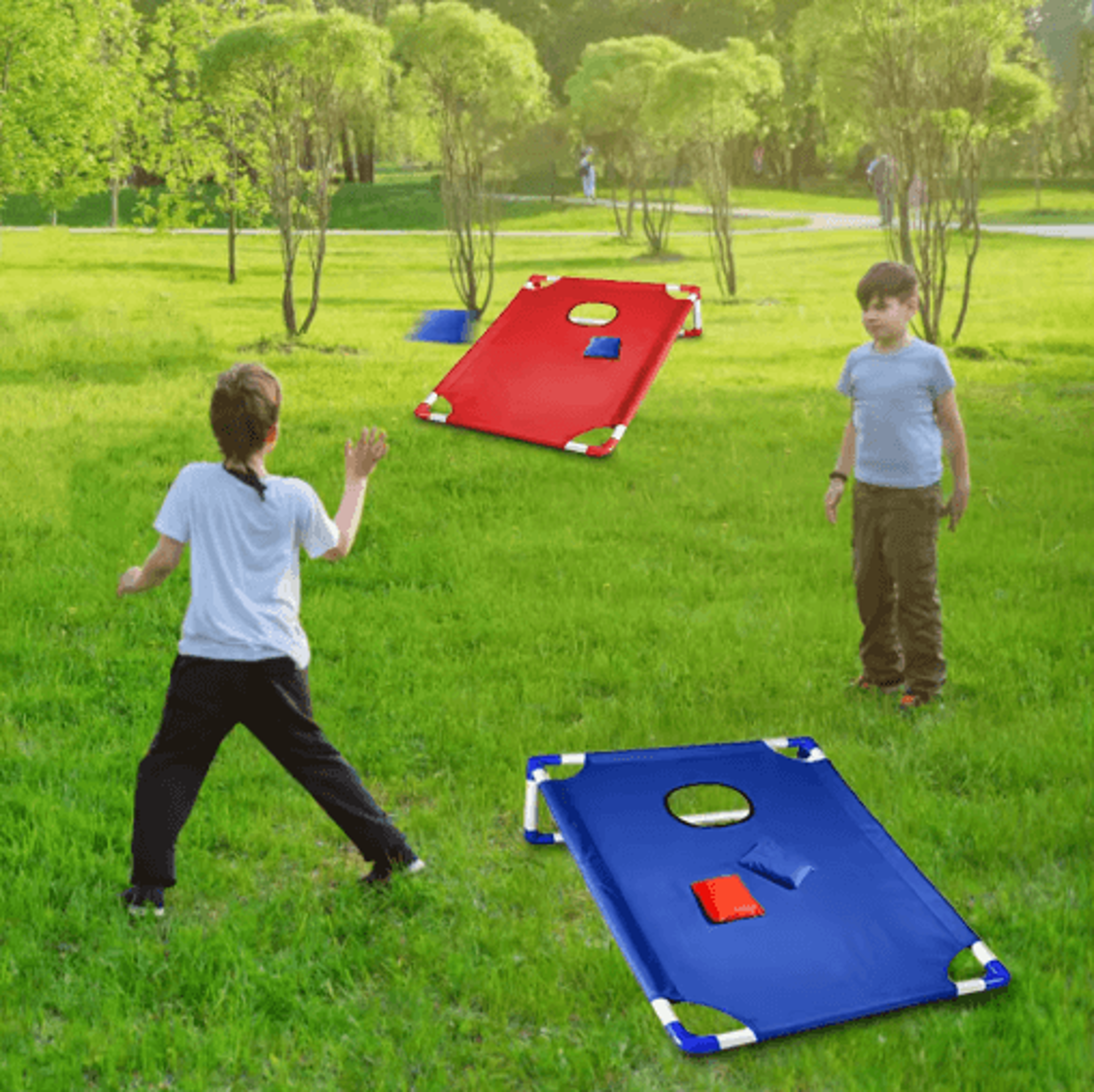 Portable Cornhole Game Set With Board  6 Bean Bags For Outdoor Fun 0