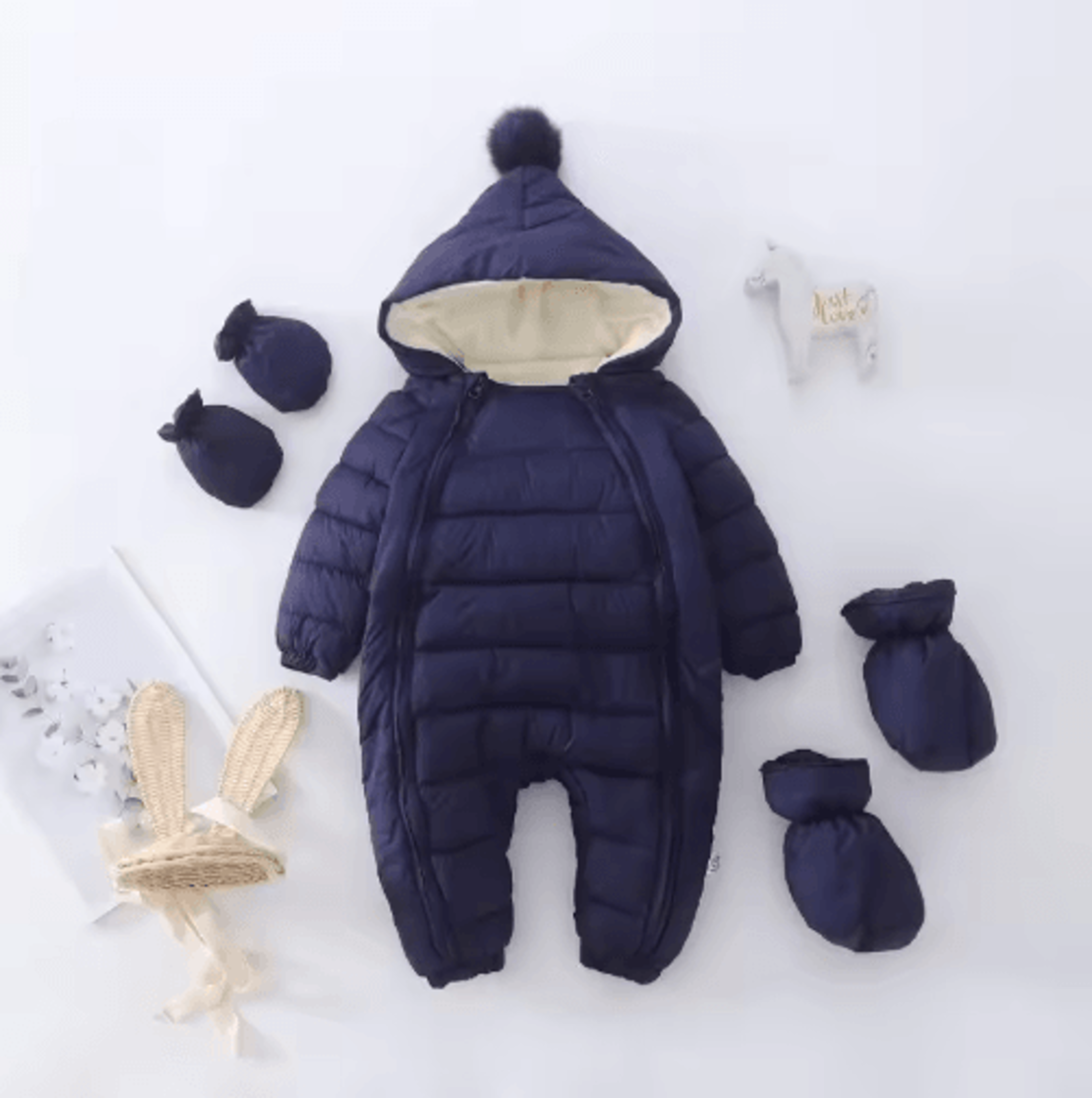 OLEKID 2025 Hooded Fleece Baby Snowsuit  Warm Winter Romper For Newborns  Toddlers 5