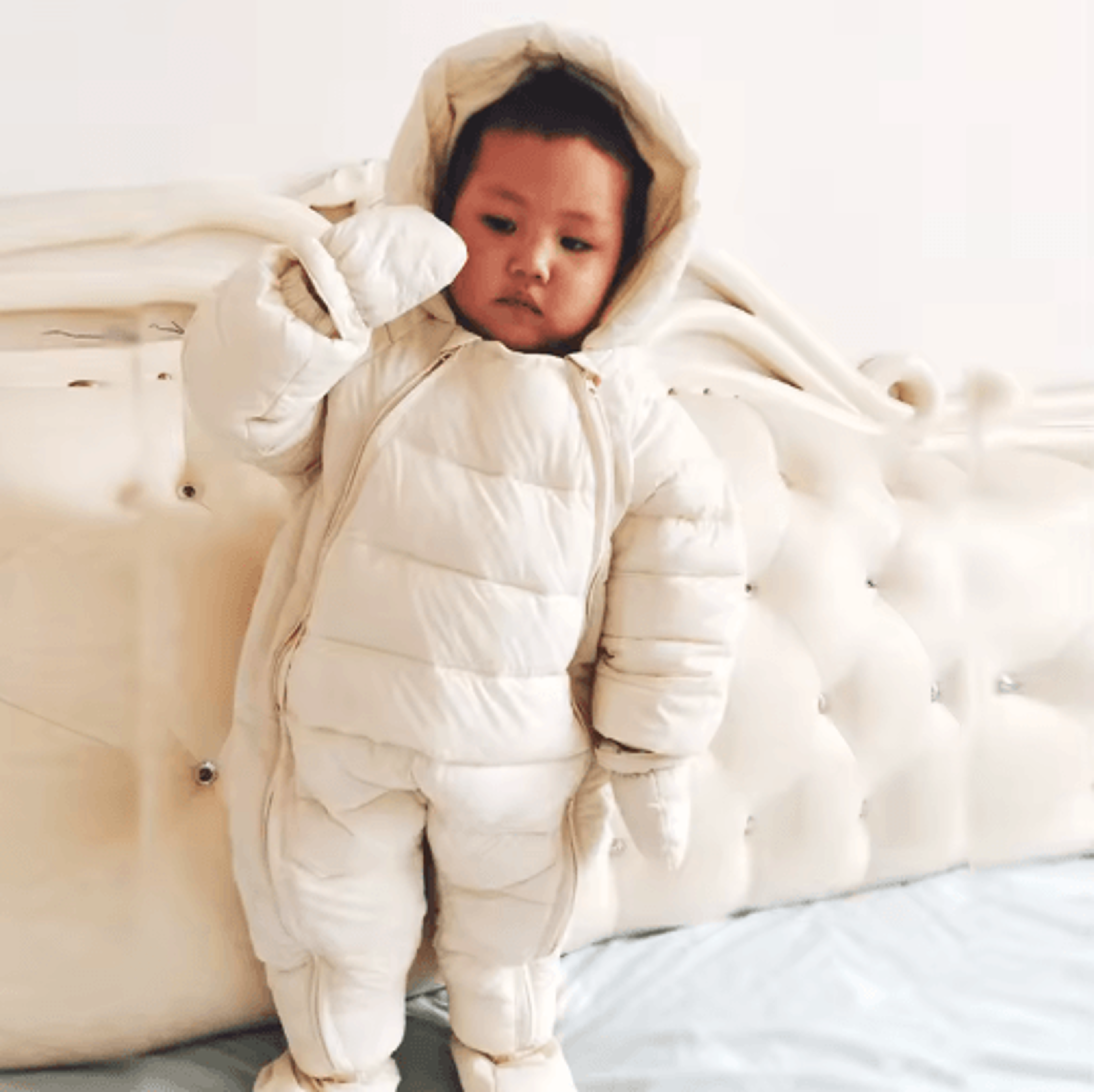 OLEKID 2025 Hooded Fleece Baby Snowsuit  Warm Winter Romper For Newborns  Toddlers 7