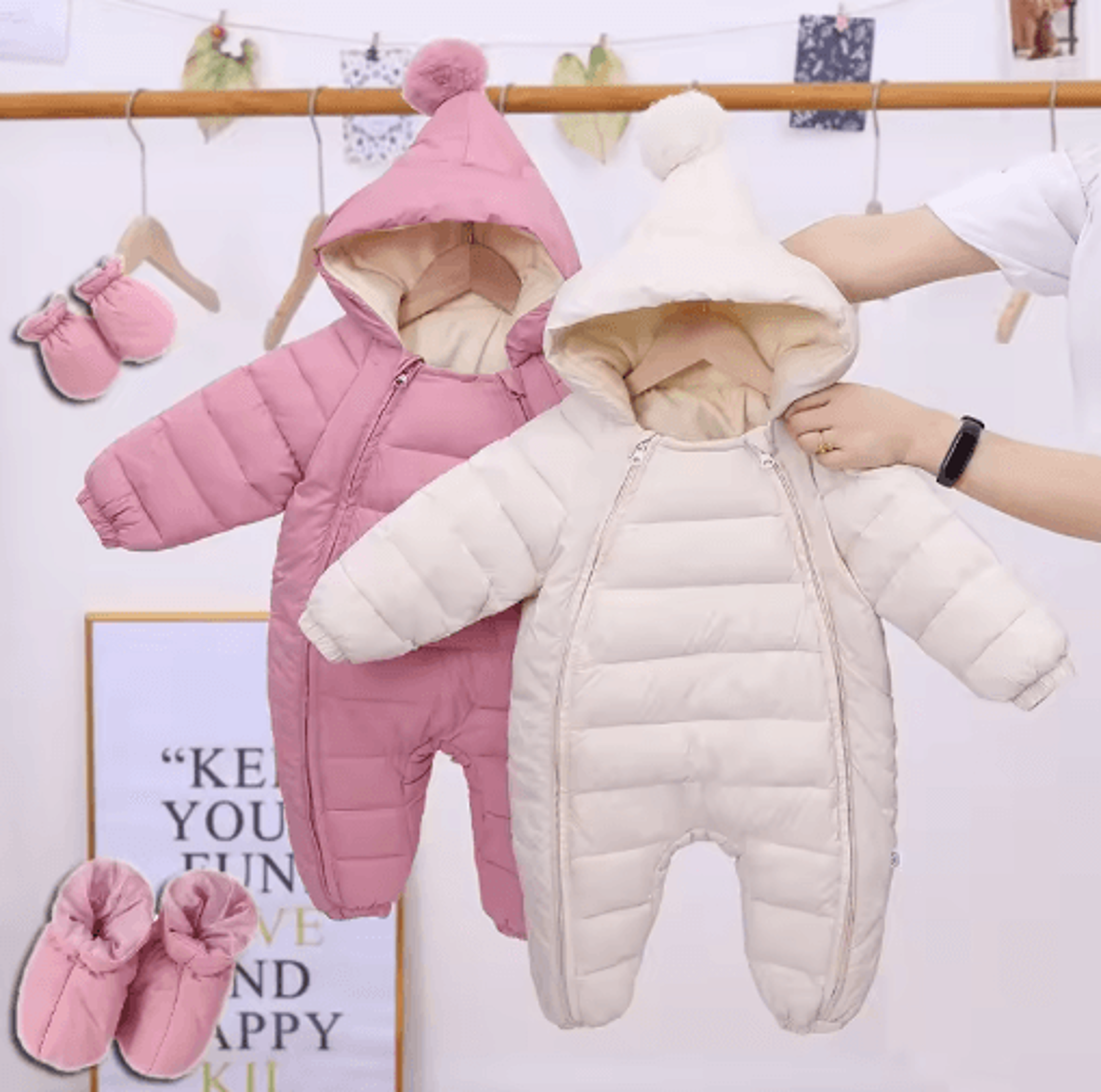 OLEKID 2025 Hooded Fleece Baby Snowsuit  Warm Winter Romper For Newborns  Toddlers 8