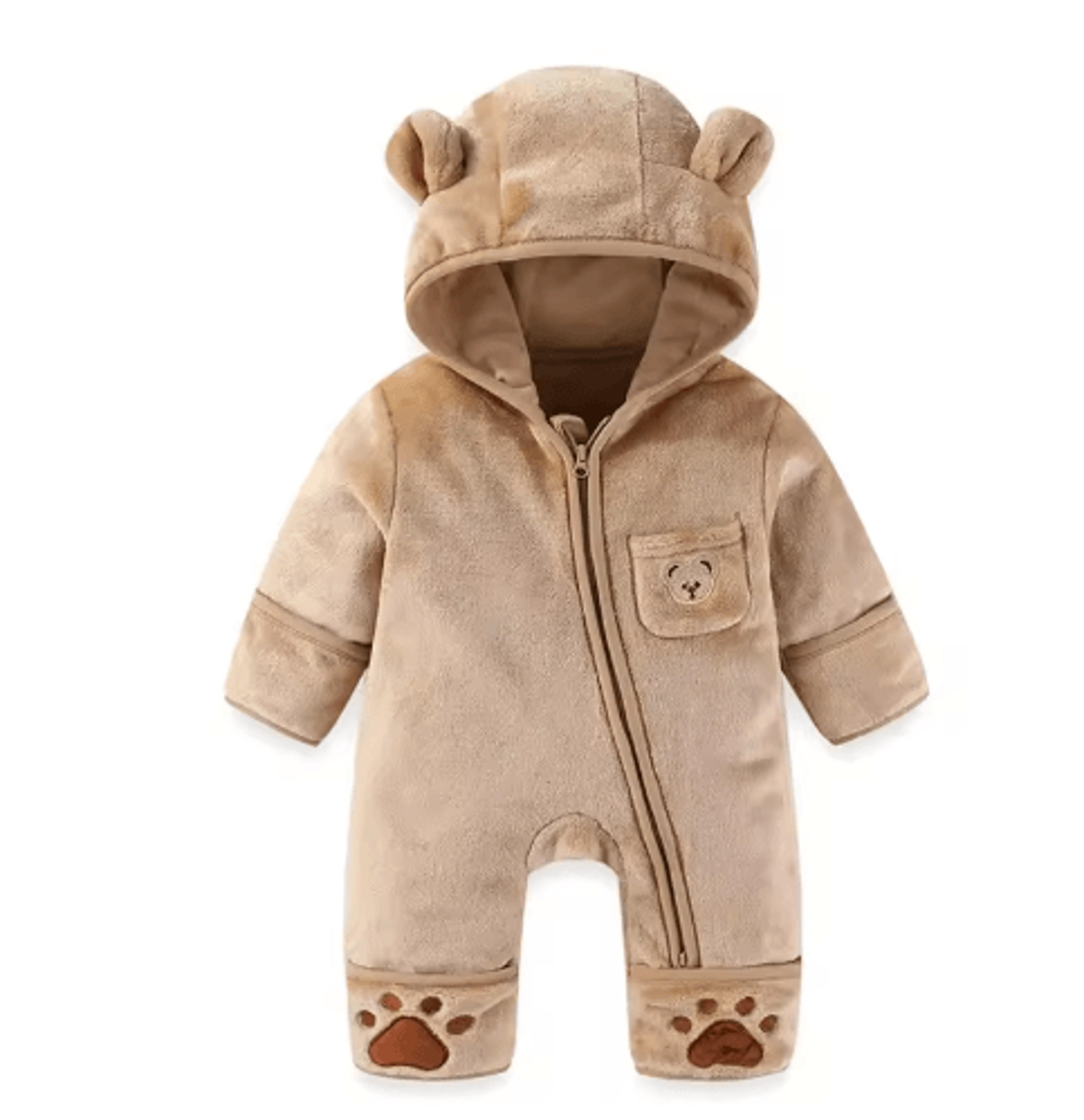 Bear Ear Hooded Baby Winter Romper  Fleece Warm Onesie For Newborns 5