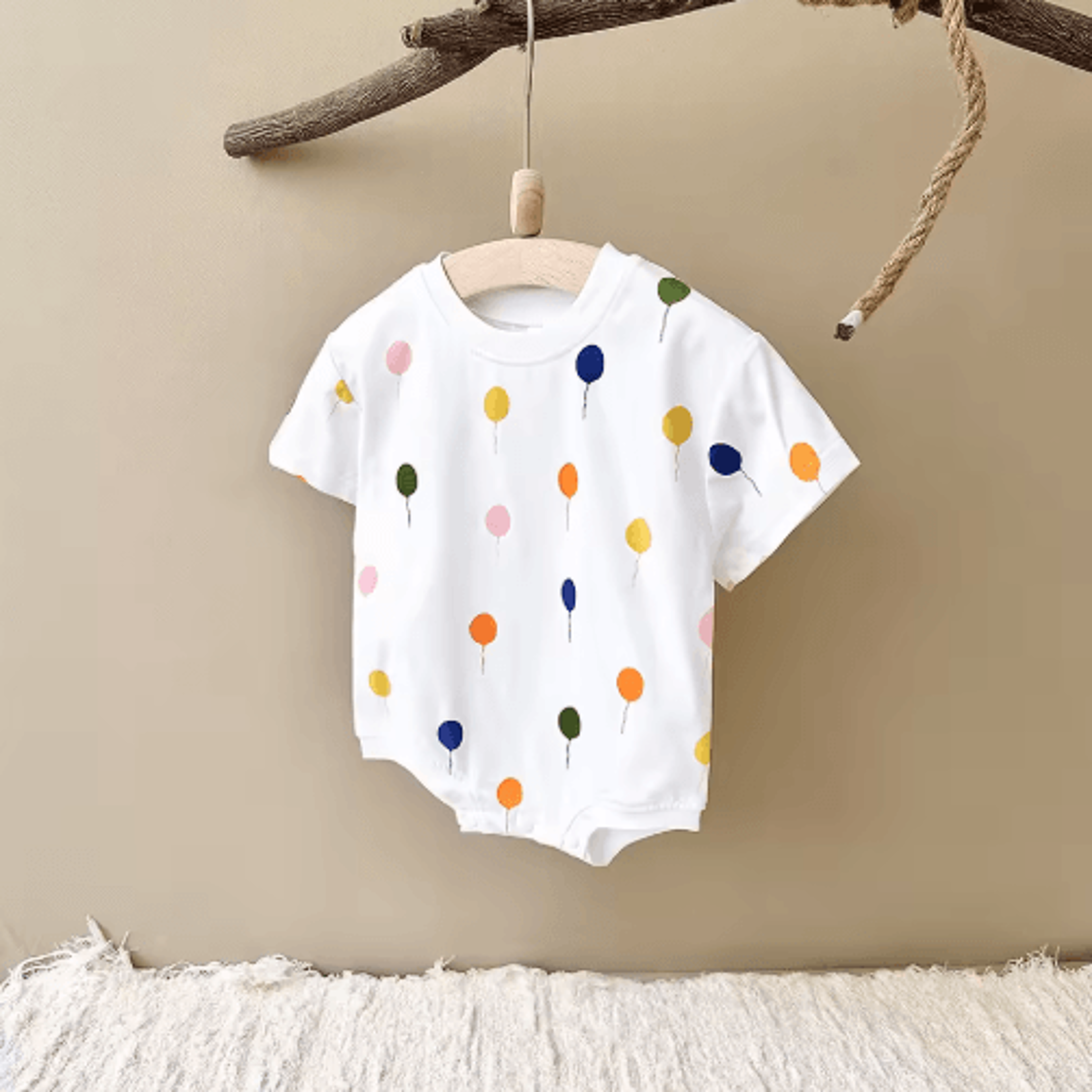 Balloon Print Baby Summer Romper  Soft Cotton Infant Bodysuit 2