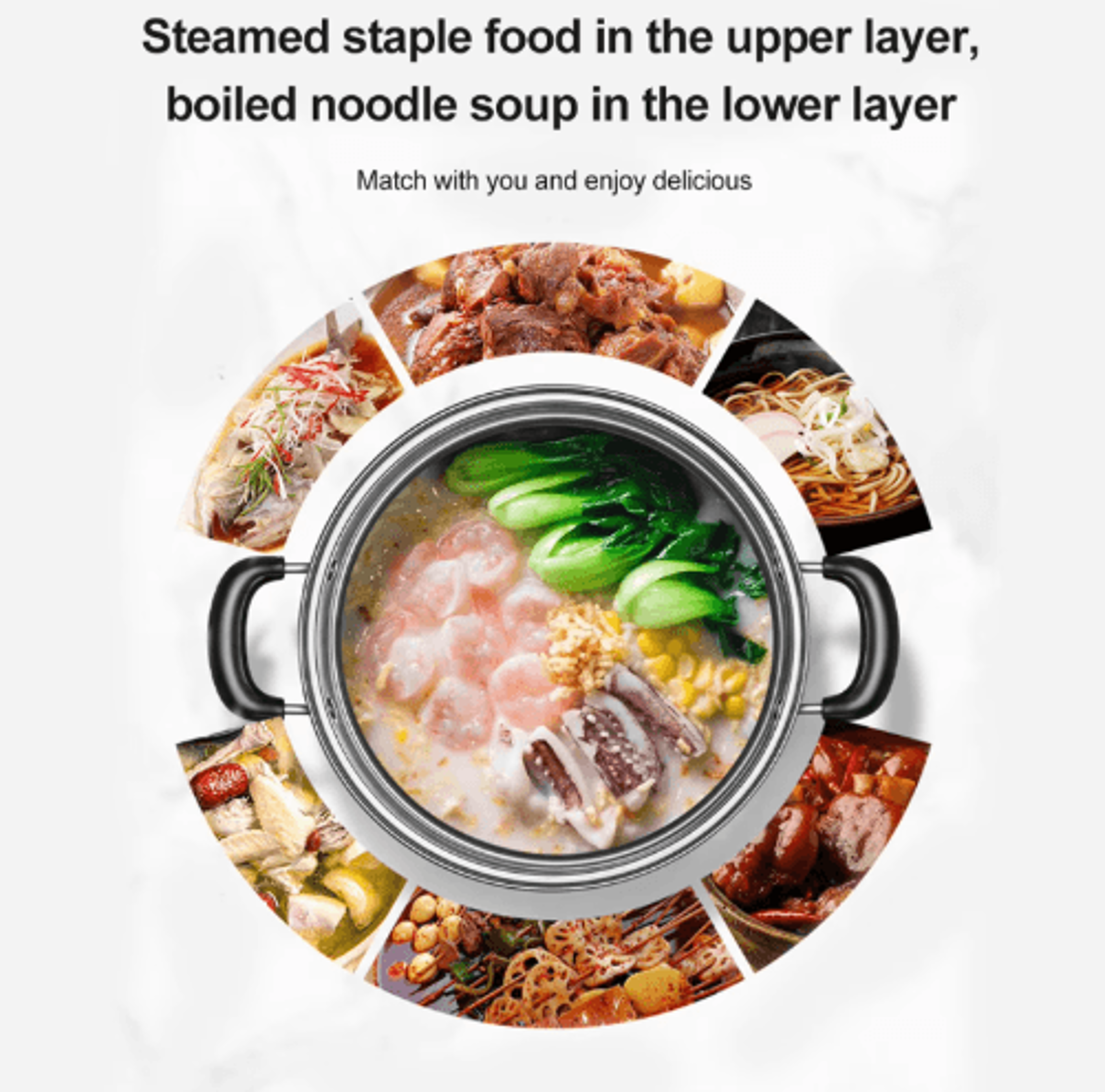 2Layer Stainless Steel Steamer Pot  MultiUse Double Boiler Pot 4
