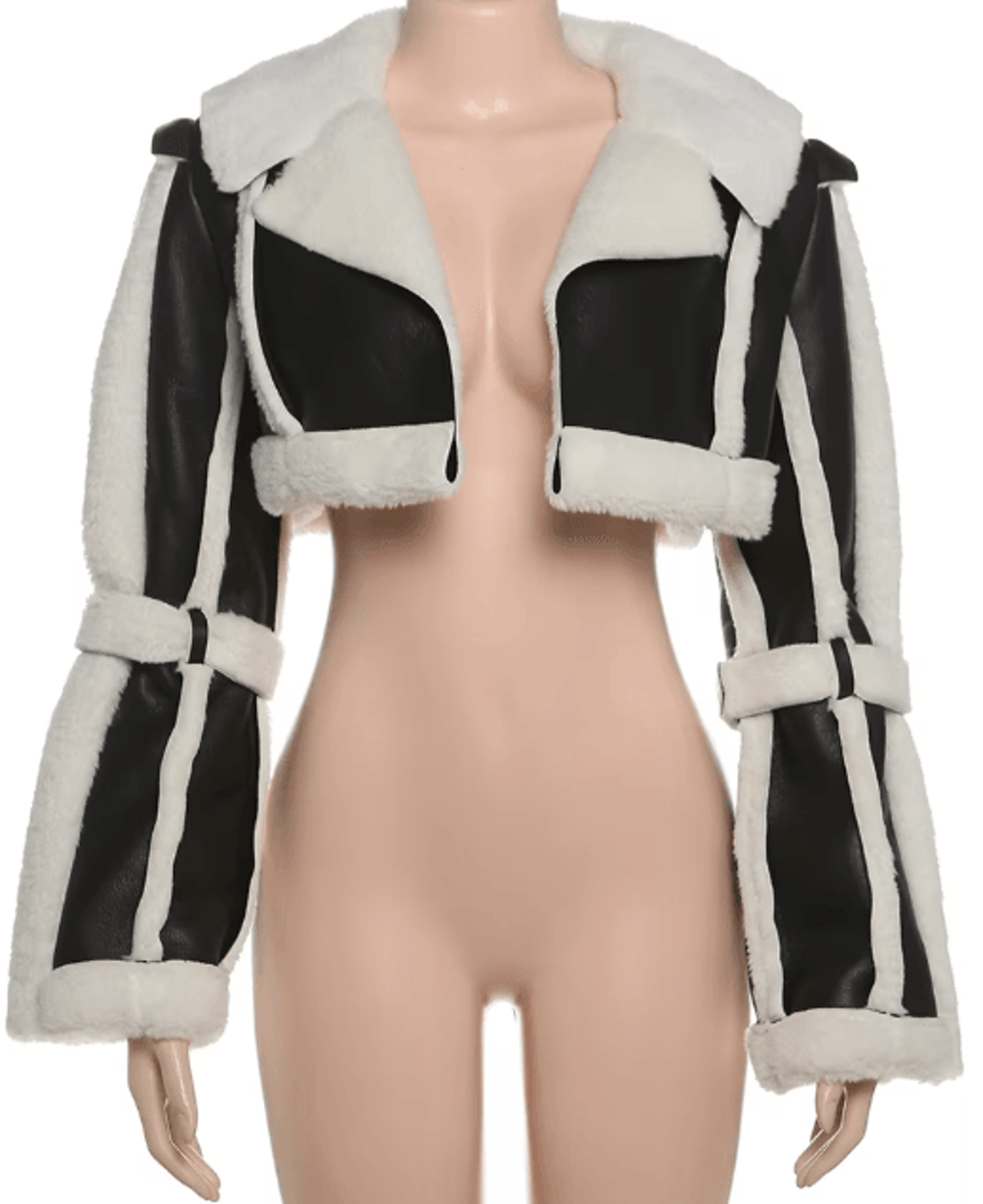 Weird Puss Furry Patchwork Women Crop Jacket Hipster Full Sleeve Open Stitch Hipster Streetwear War 5