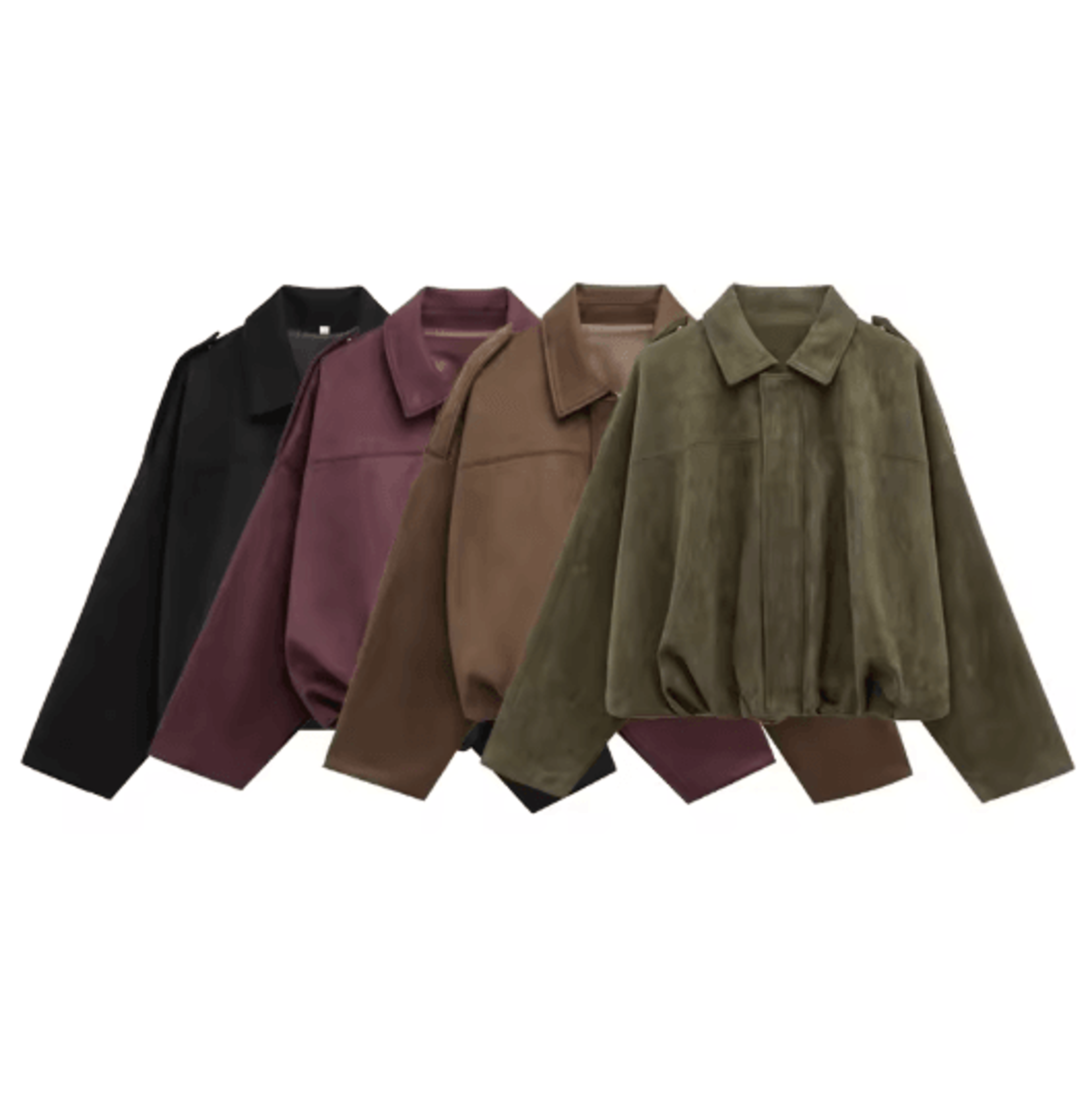 Womens Cropped Suede Bomber Jacket Zip Up High Street Racing Style Coat 10