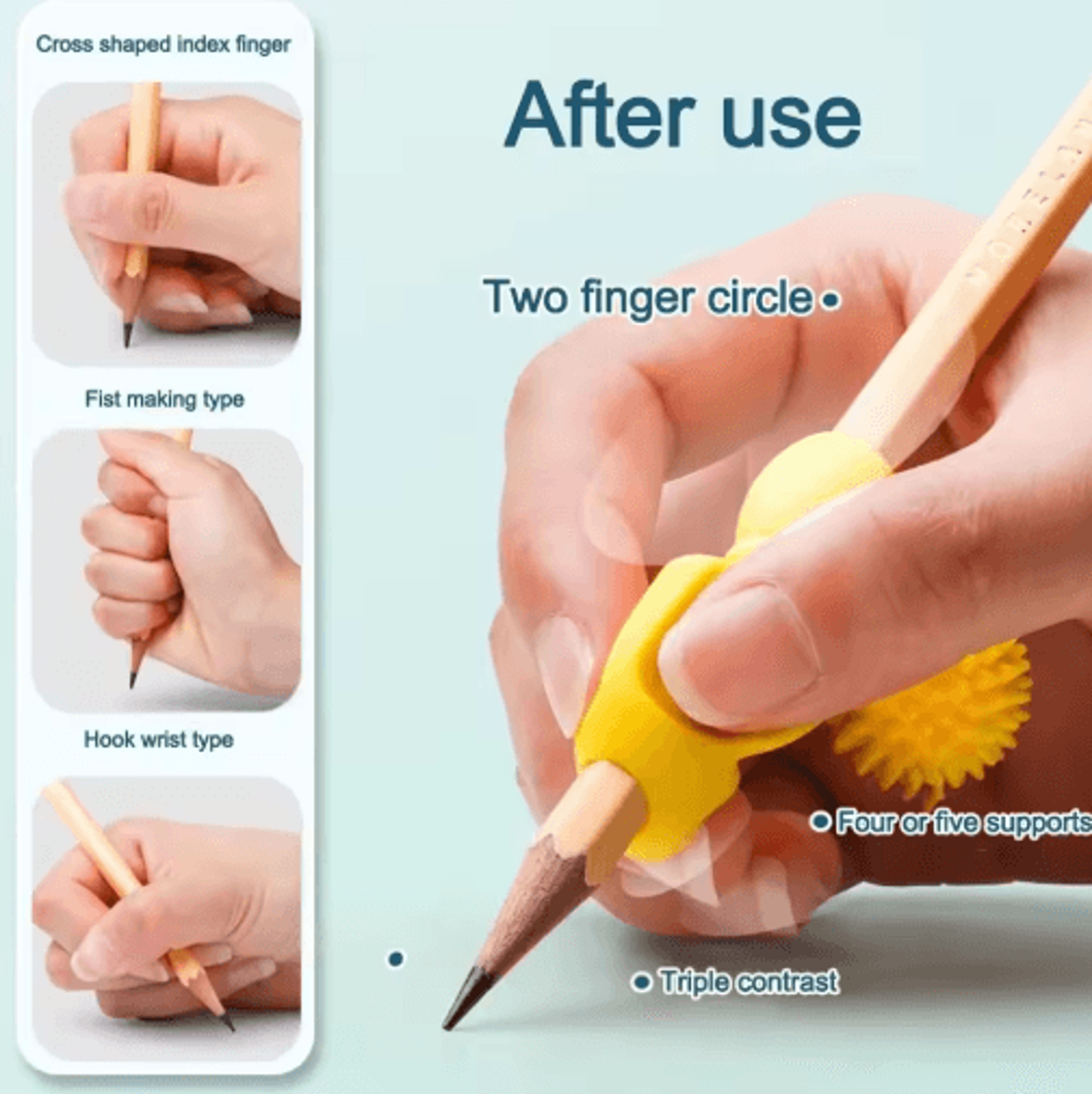 Cartoon Silicone Pencil Grip Set 4PCS  Writing Posture Corrector For Kids 5