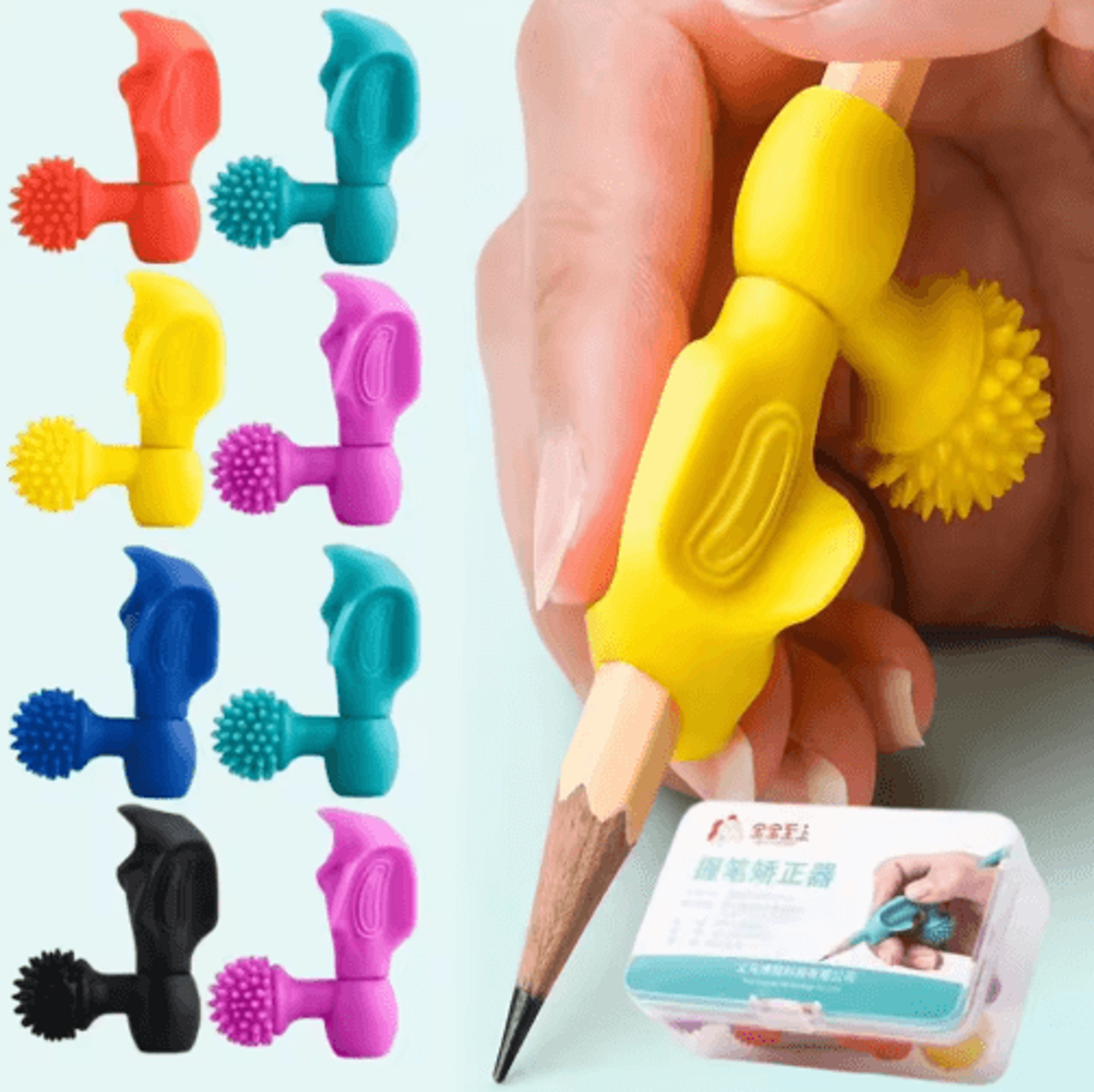 Cartoon Silicone Pencil Grip Set 4PCS  Writing Posture Corrector For Kids 6