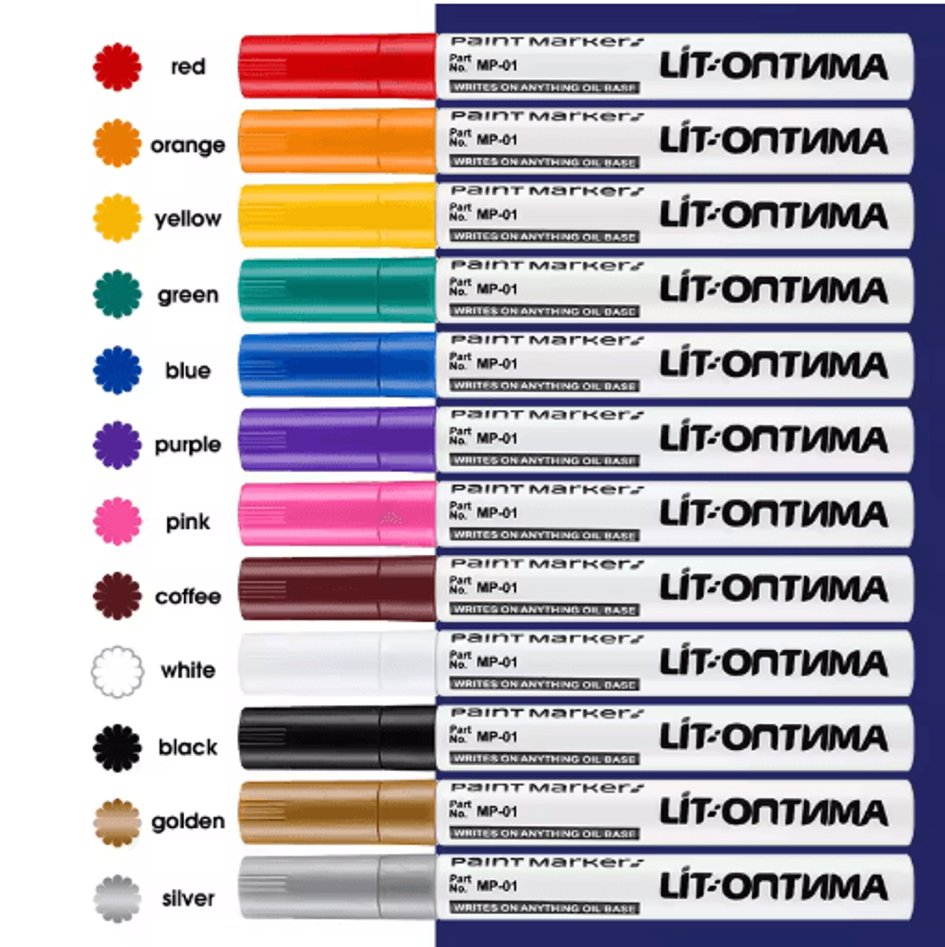 12Color Waterproof Paint Marker Set  MultiSurface Permanent Art Pens 14