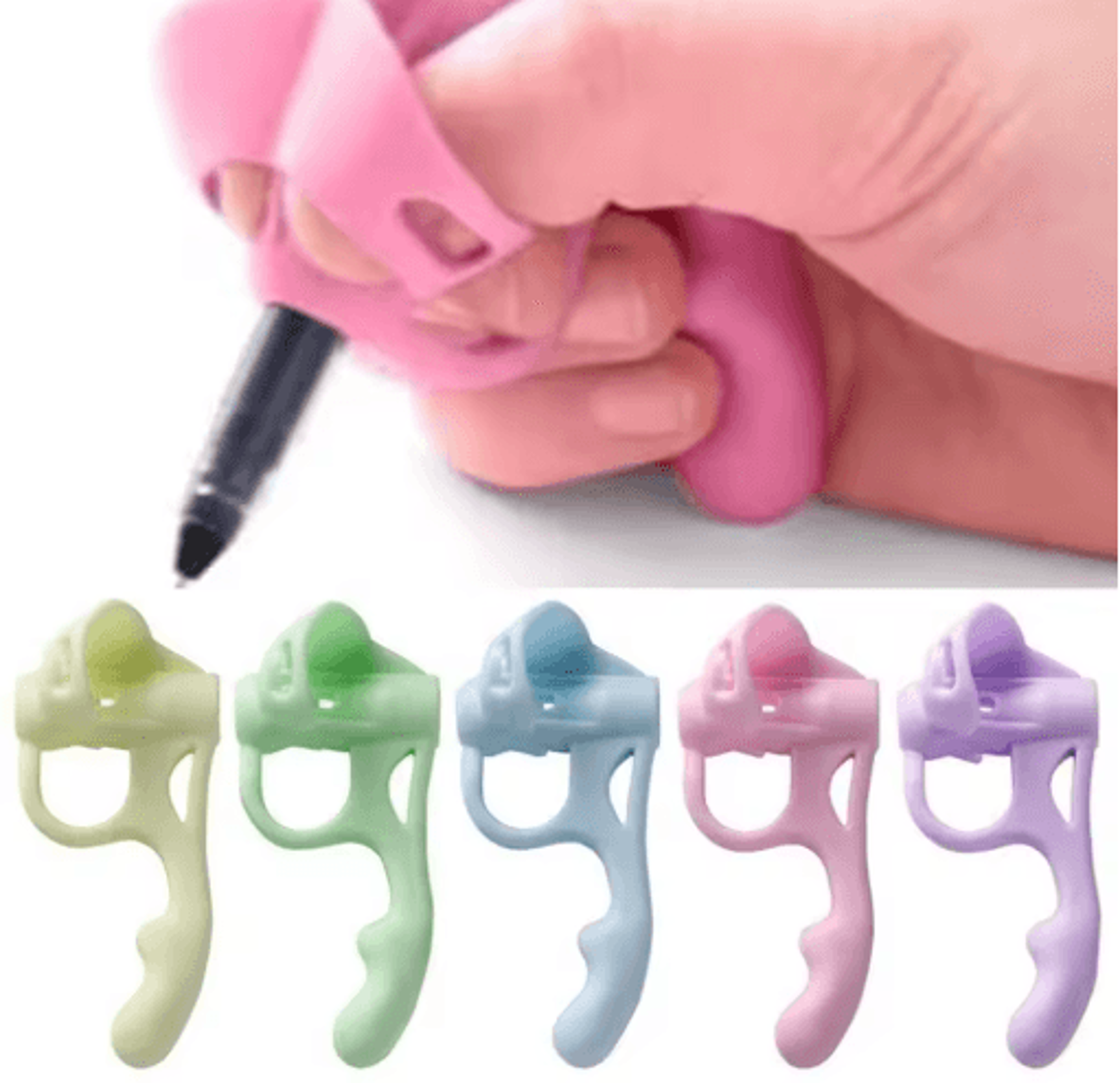 1pc New Silicone Silicone Pencil Holder Soft Sturdy Pencil Holder Comfortable Flexible Pen Writing  2