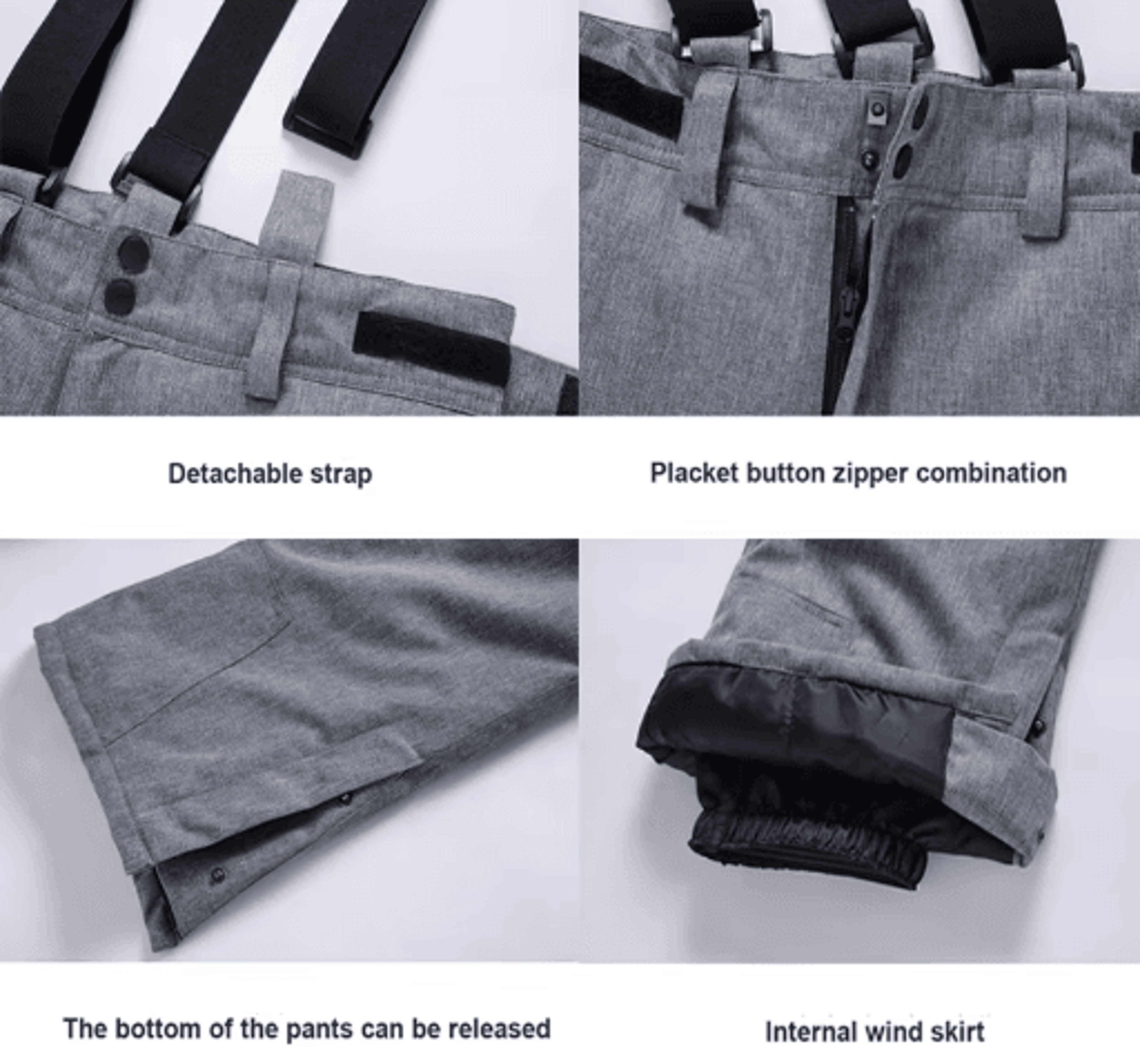 All Terrain Snowboard Pants Waterproof Windproof Suspenders Ski Trousers 10