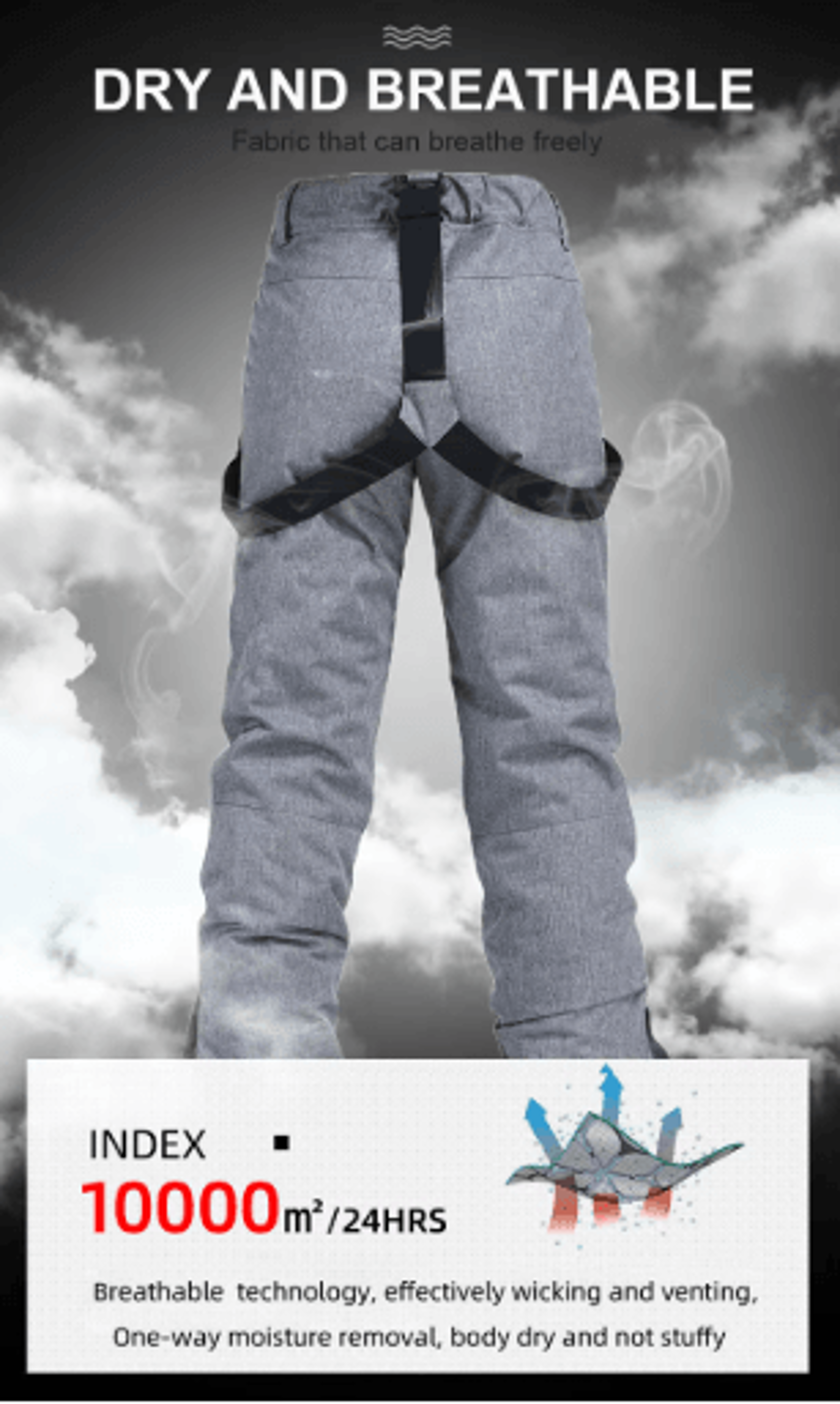 All Terrain Snowboard Pants Waterproof Windproof Suspenders Ski Trousers 11
